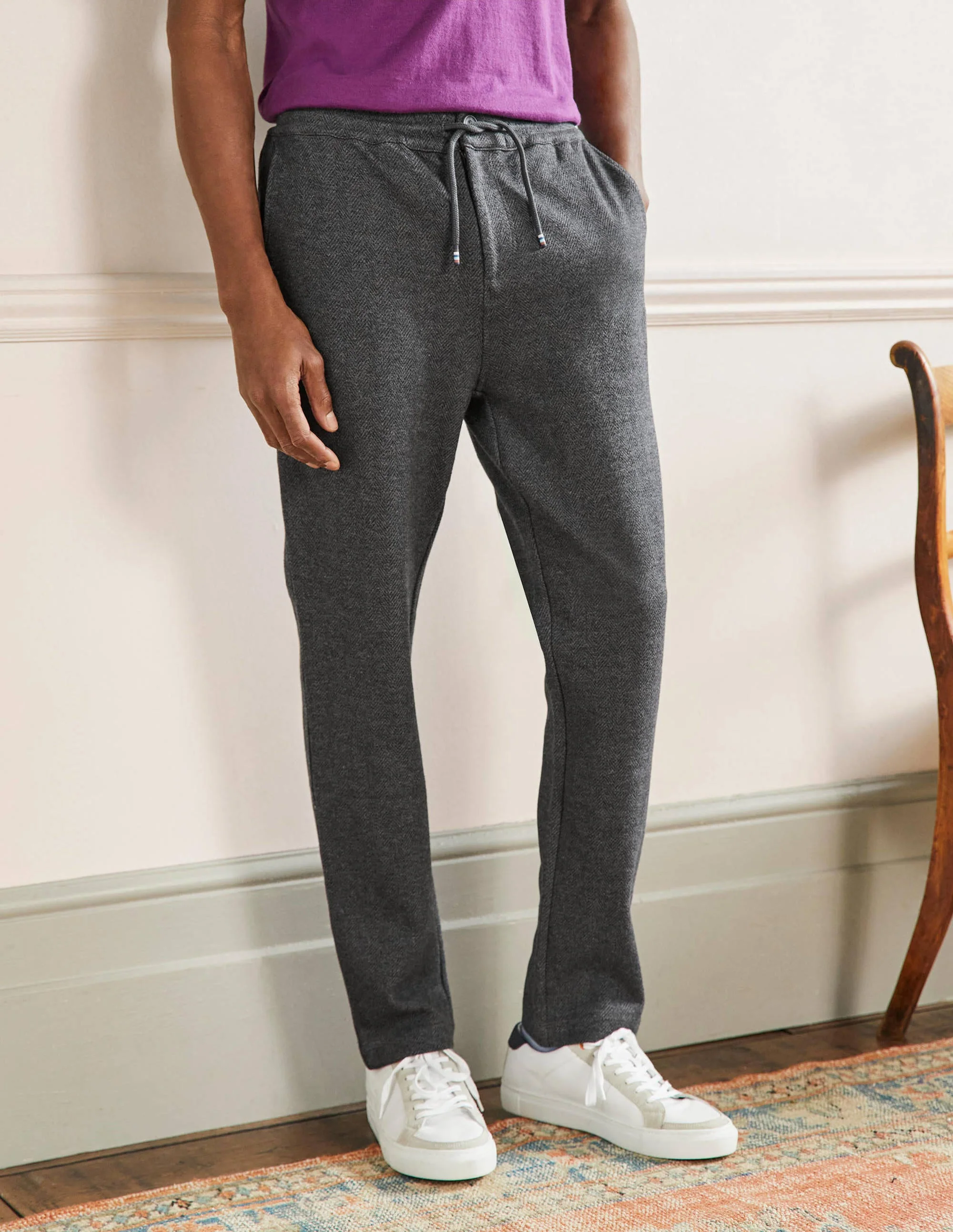 Lightweight Joggers-Grey Herringbone - Image 4