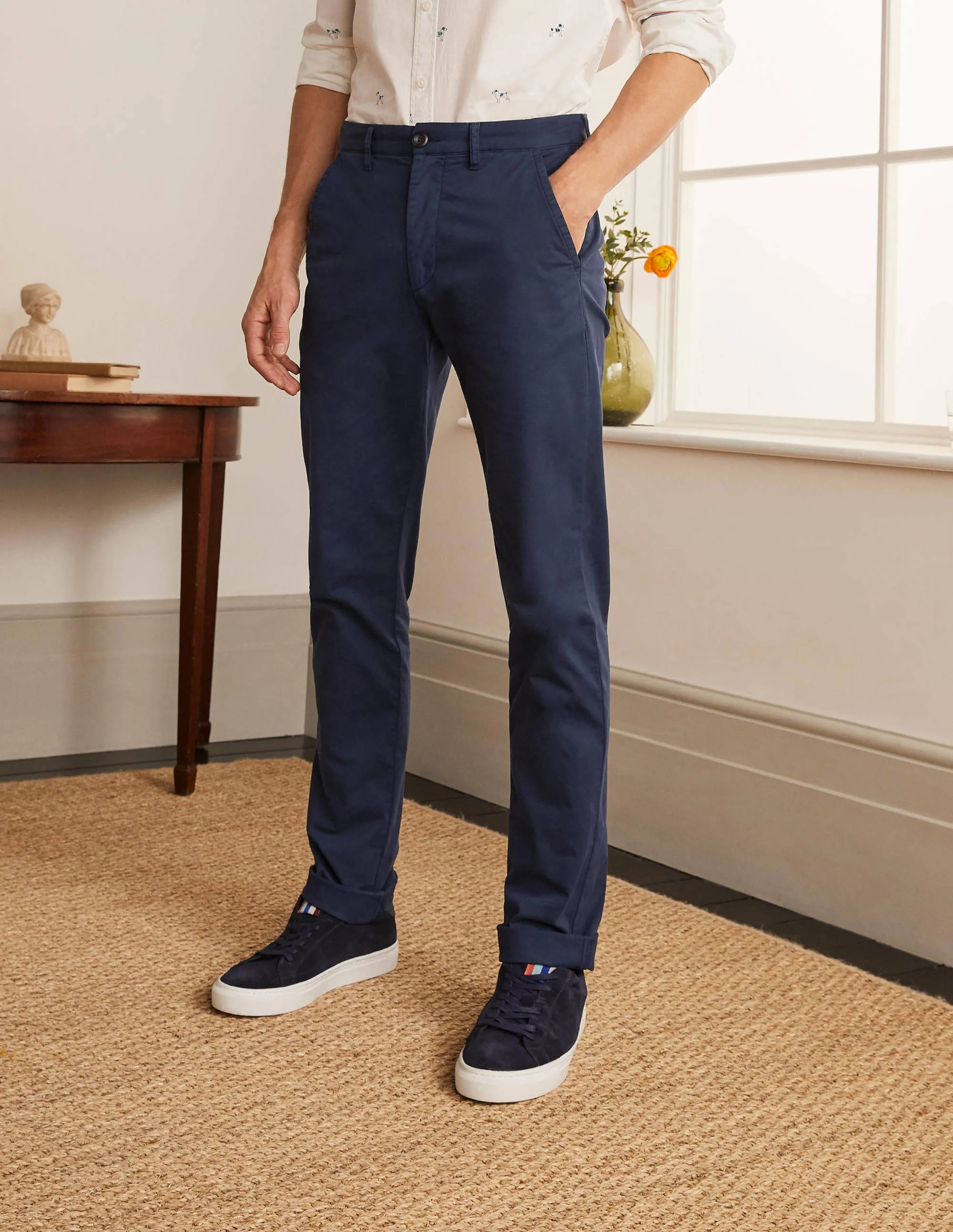 Lightweight Slim Chinos-Navy - Image 2