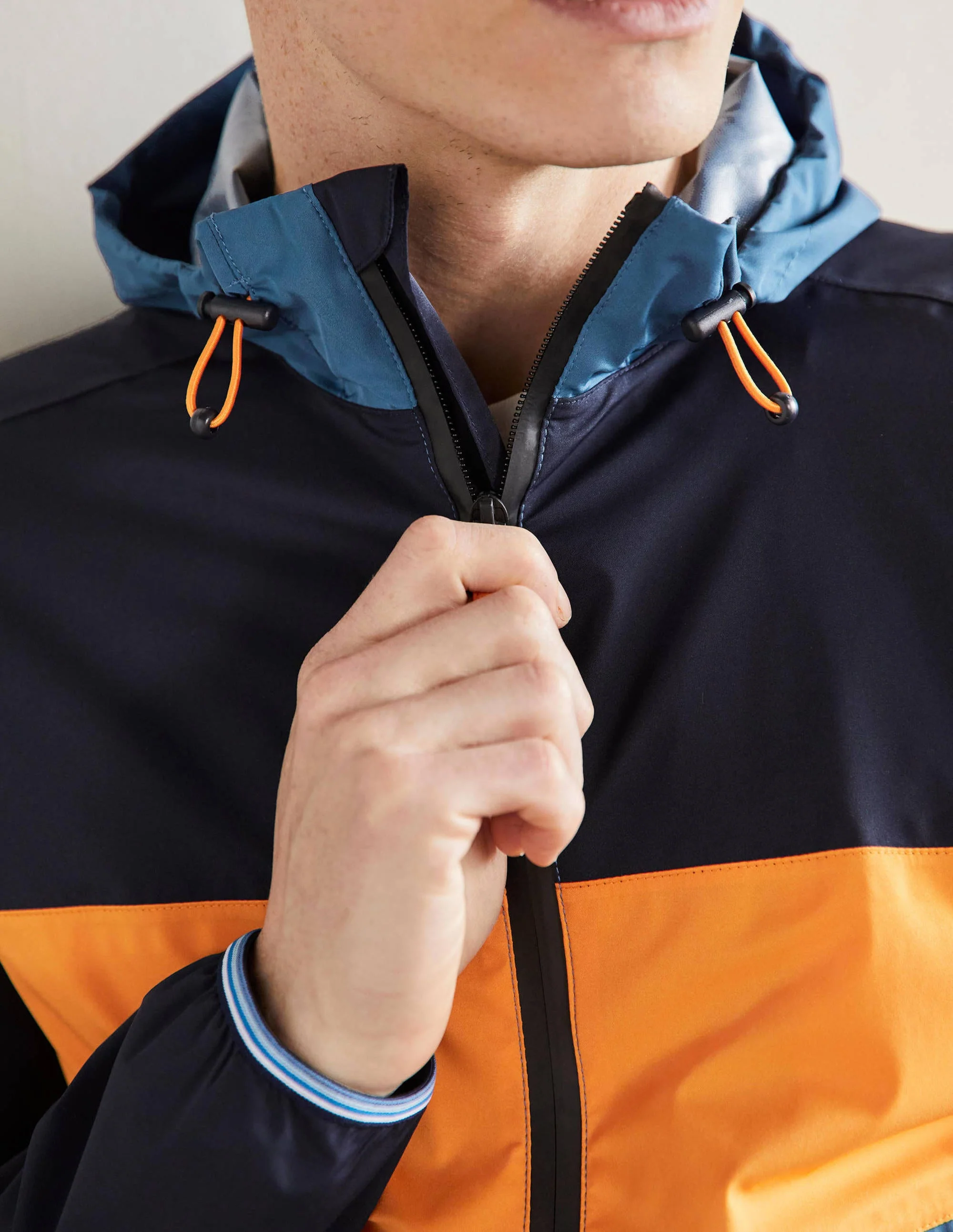Lightweight Waterproof Jacket-Navy/Ensign Blue Colourblock - Image 2