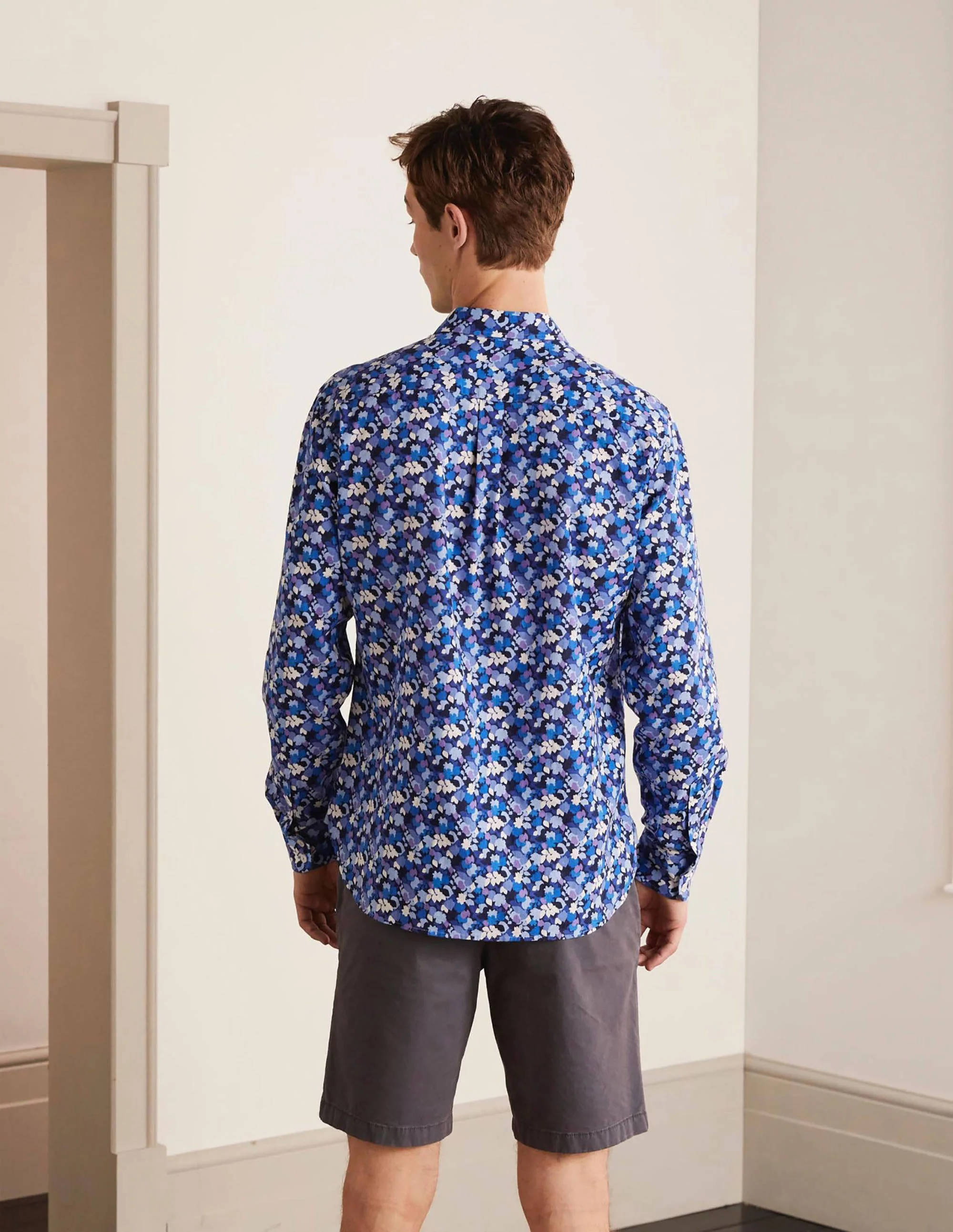 Linen Cotton Pattern Shirt-Blues Pressed Bloom Camo - Image 4
