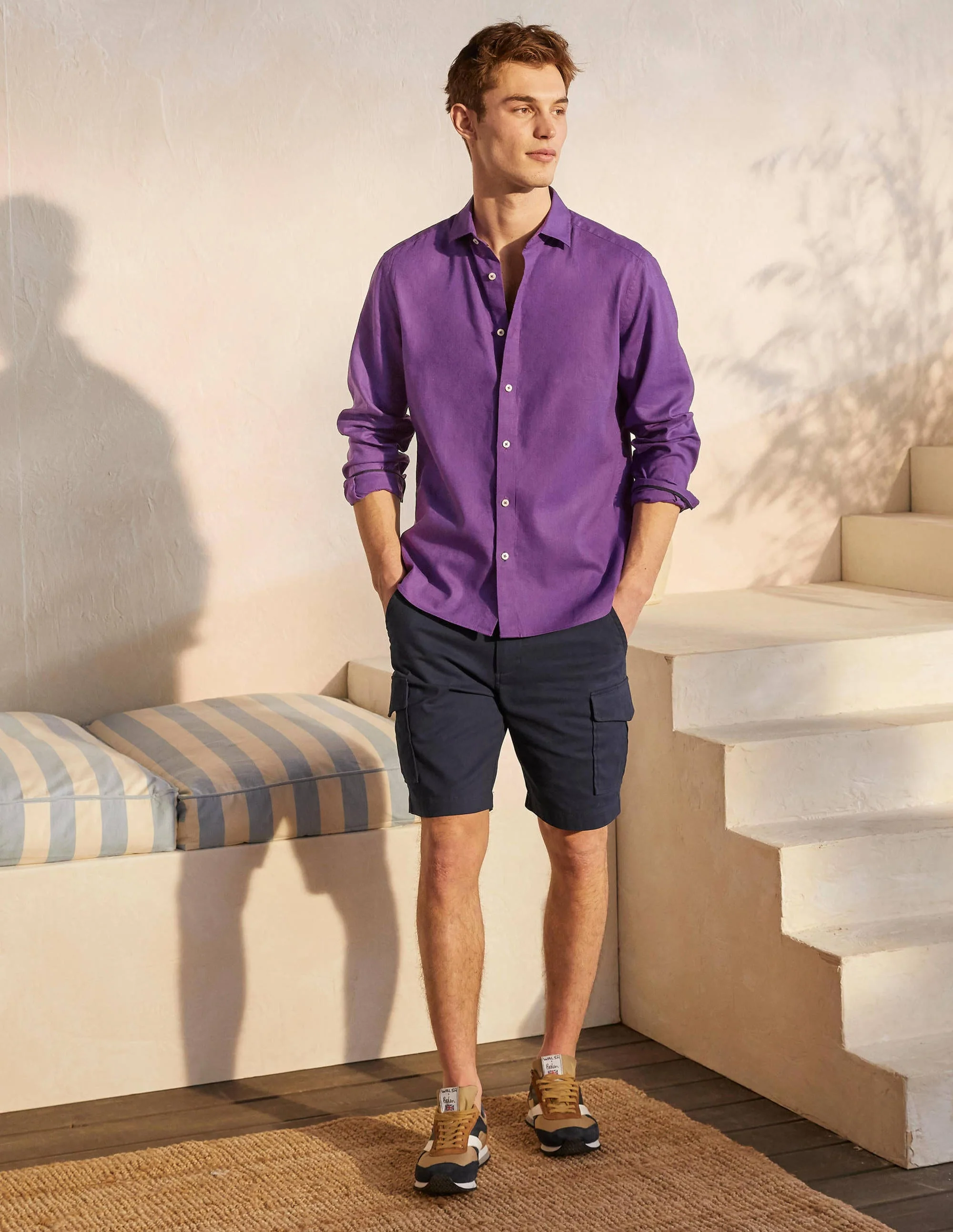Linen Cotton Shirt-Rich Purple - Image 2