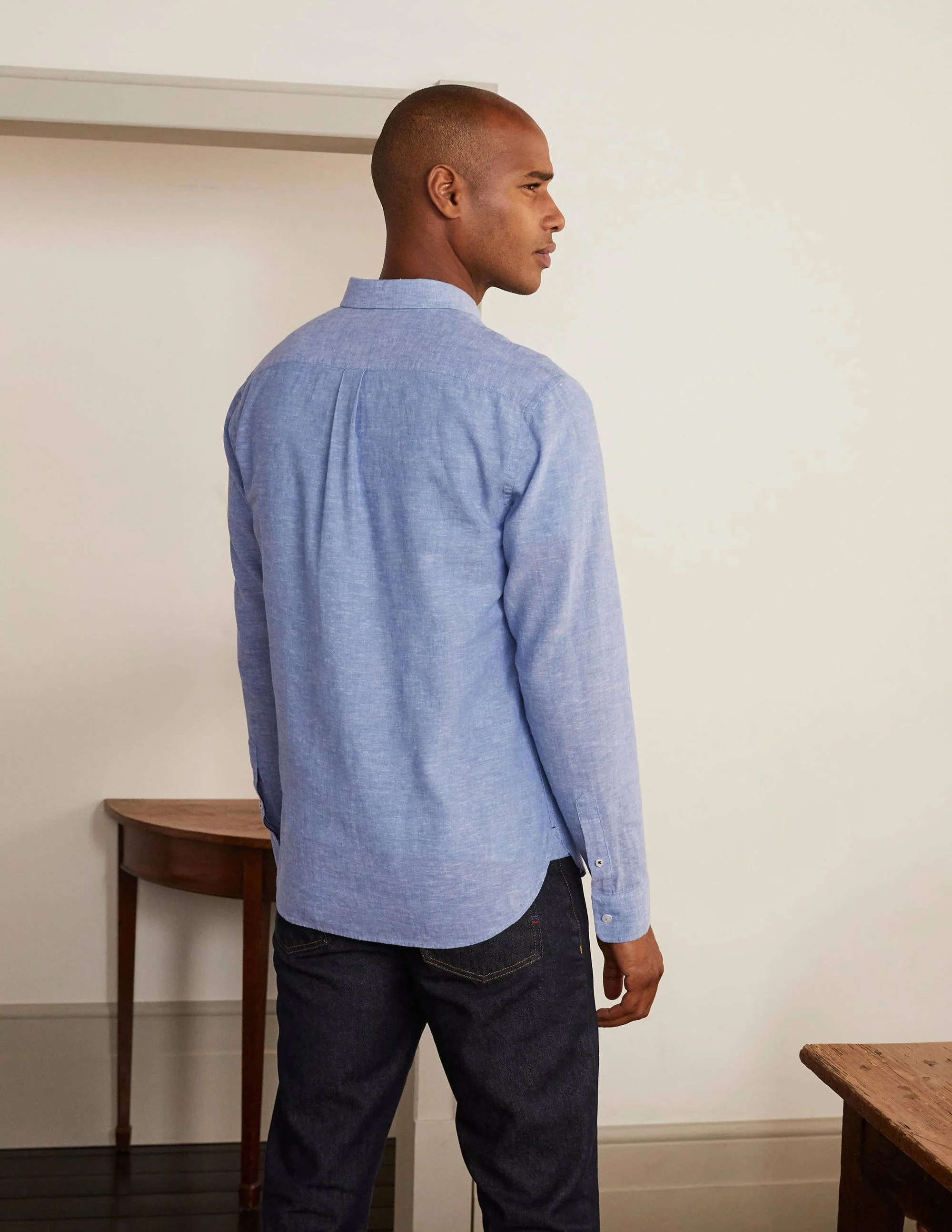 Linen Safari Shirt-Heavenly Blue - Image 3