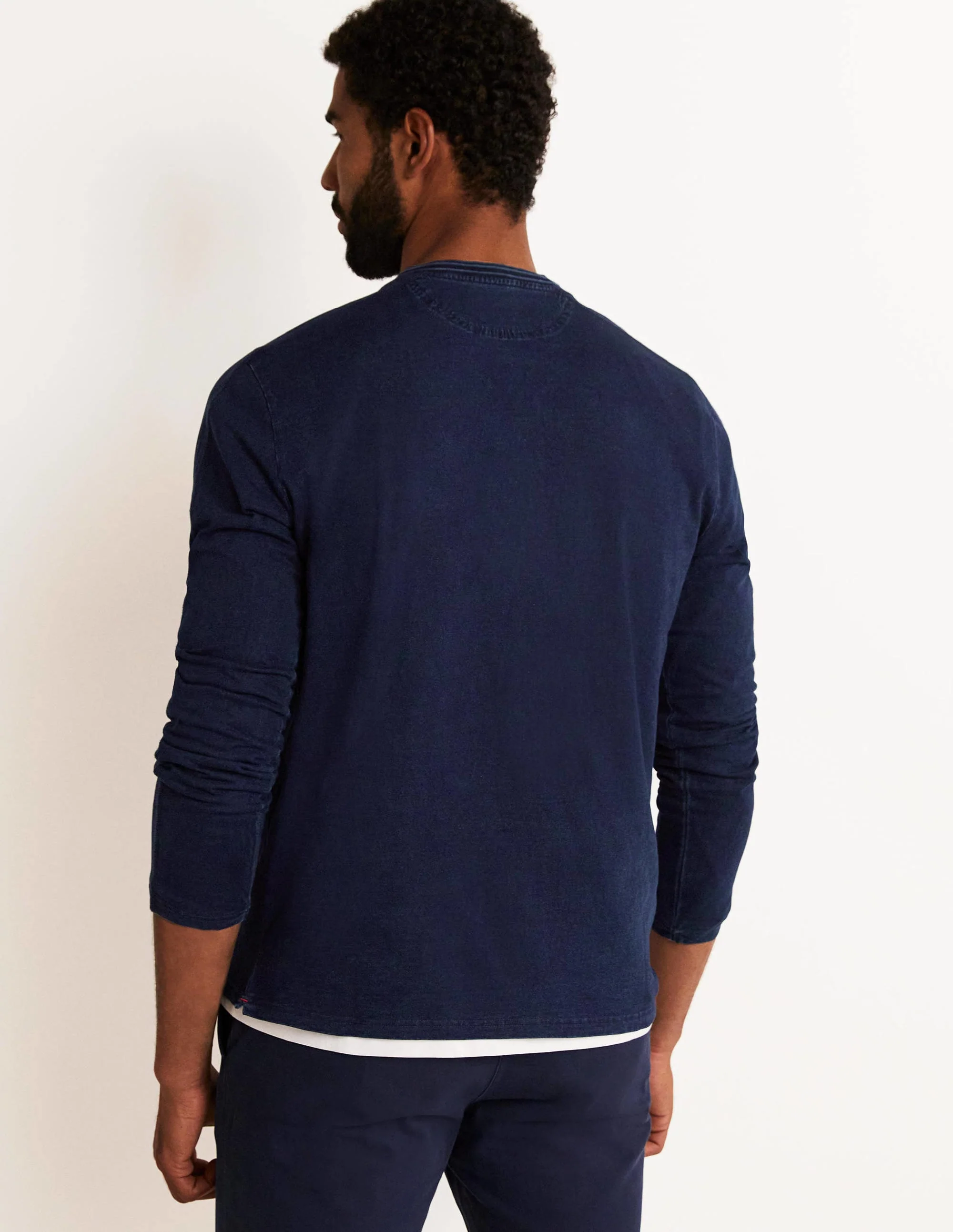 Long Sleeve Henley-Indigo - Image 3