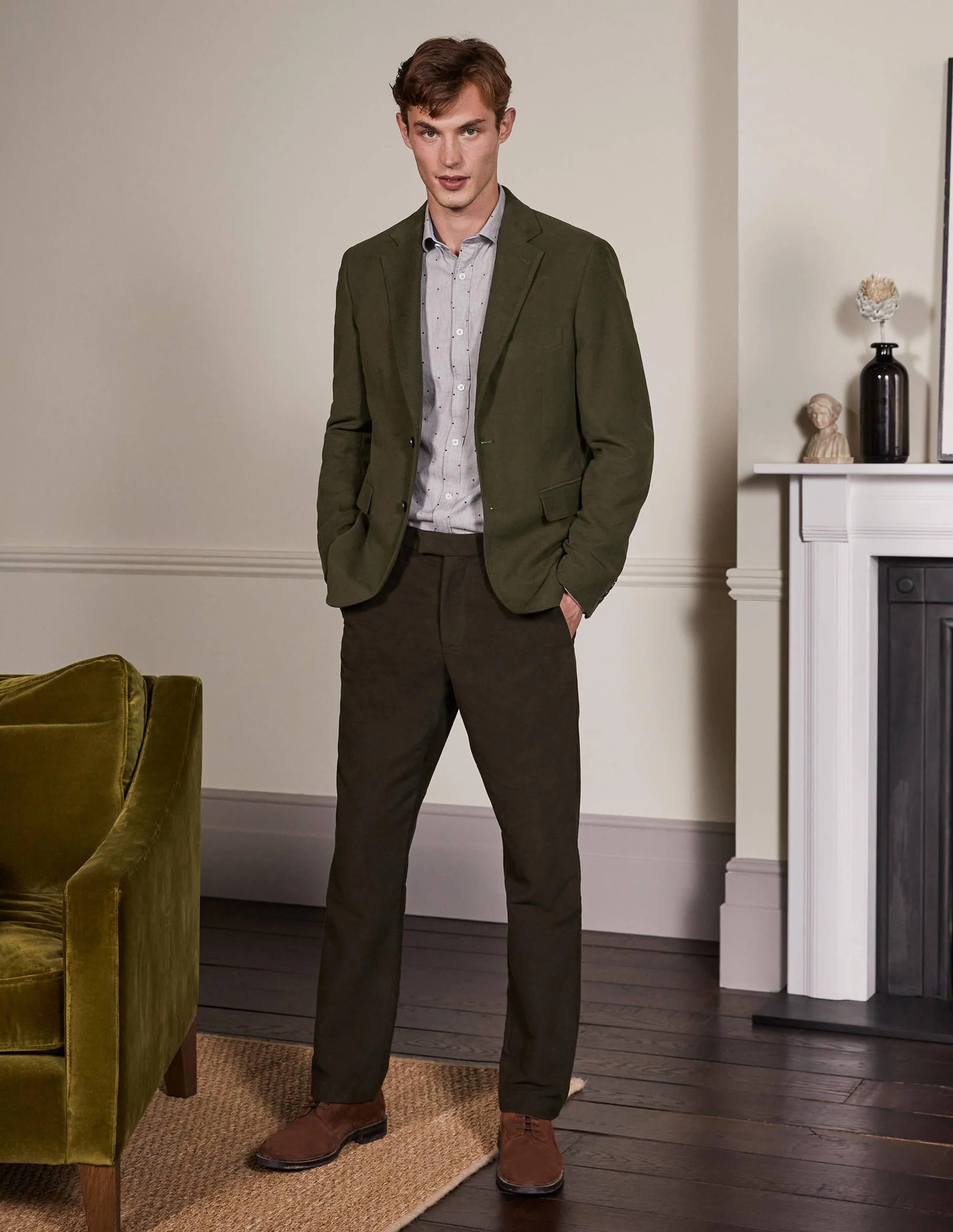 Lothbury Moleskin Blazer-Olive Green - Image 4