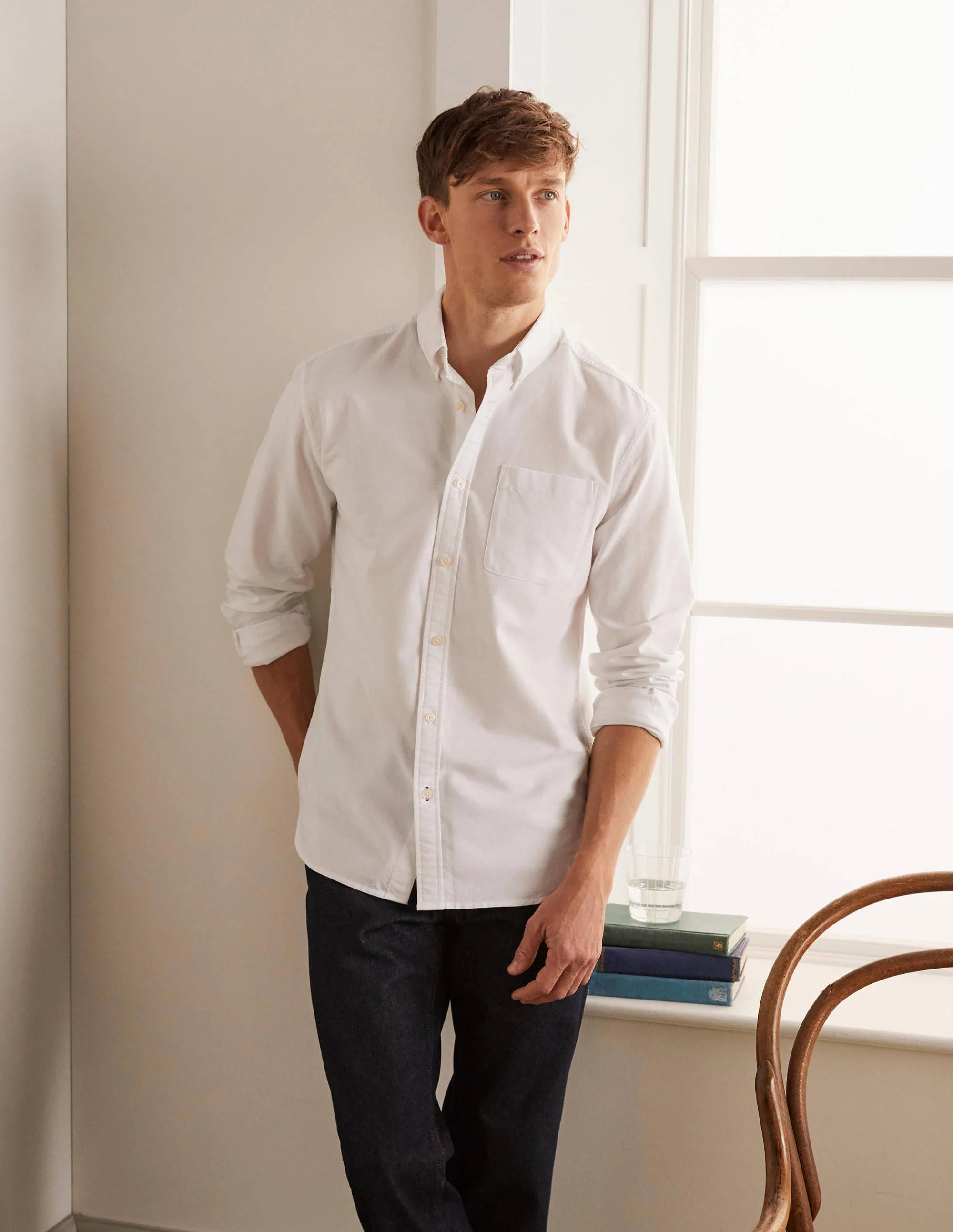 Mens' Oxford Shirt-White - Image 4