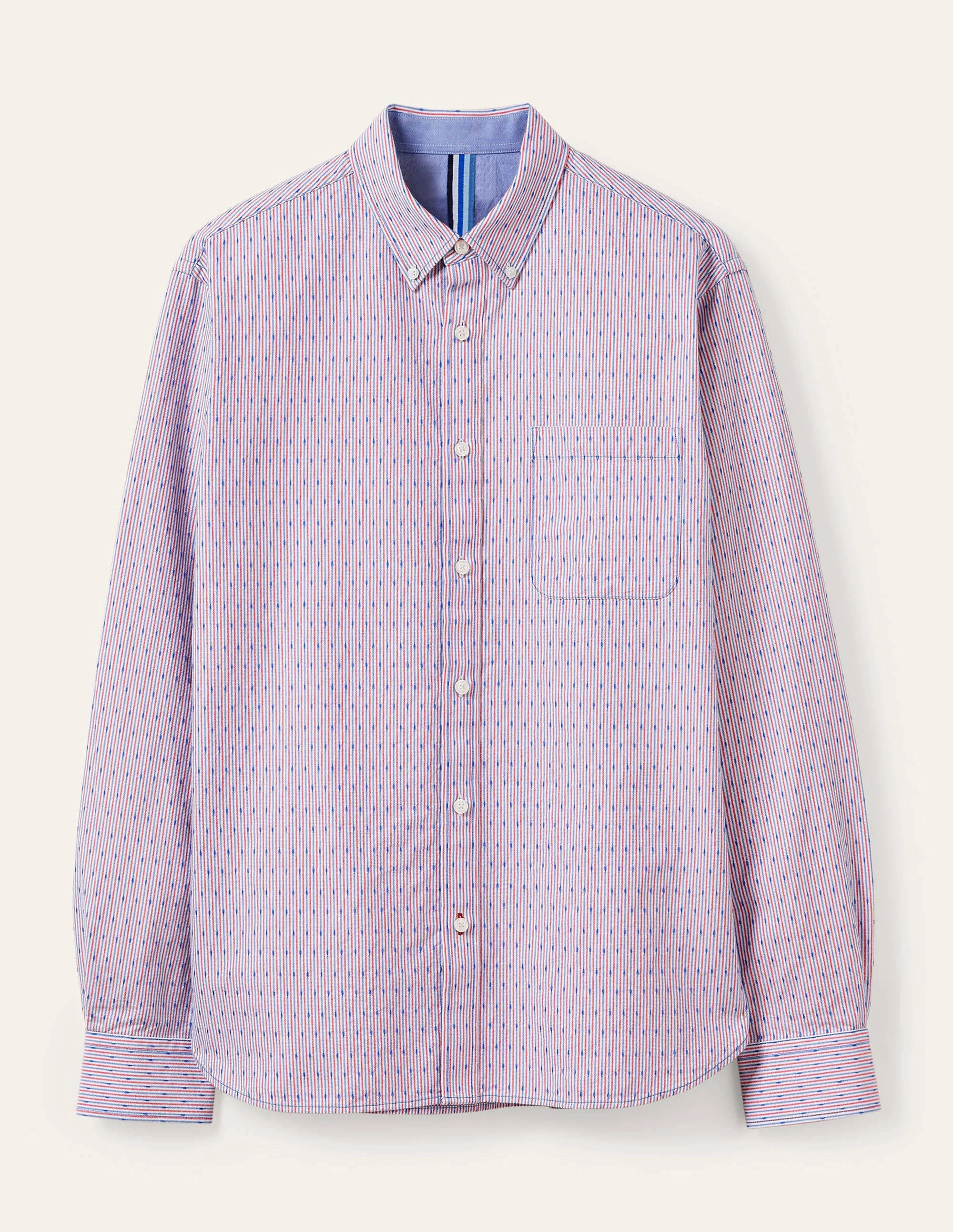 Modern Oxford Shirt-Red/Blue Stripe Dobby - Image 5