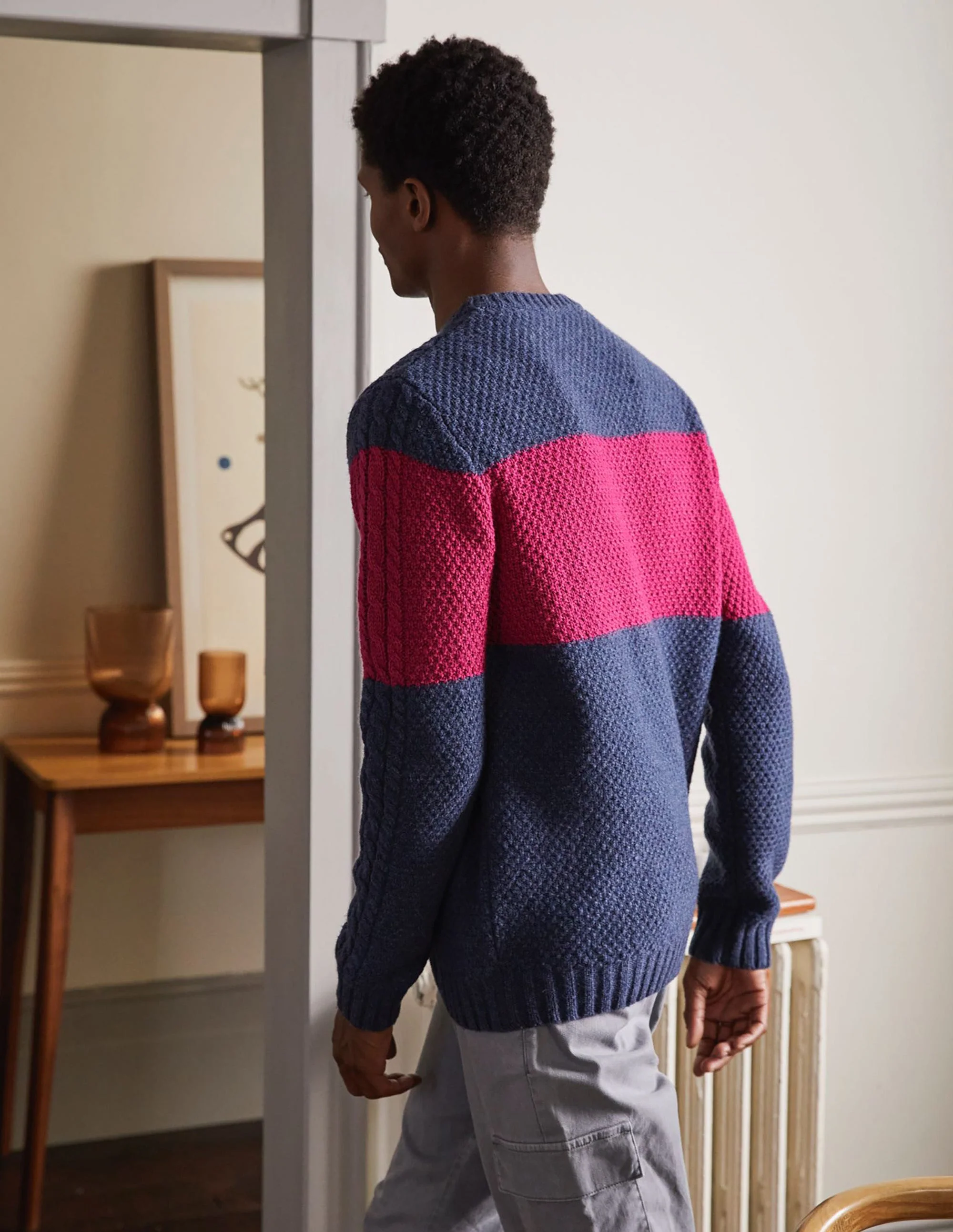 Paul Sweater-Navy/ Magenta Pink - Image 2