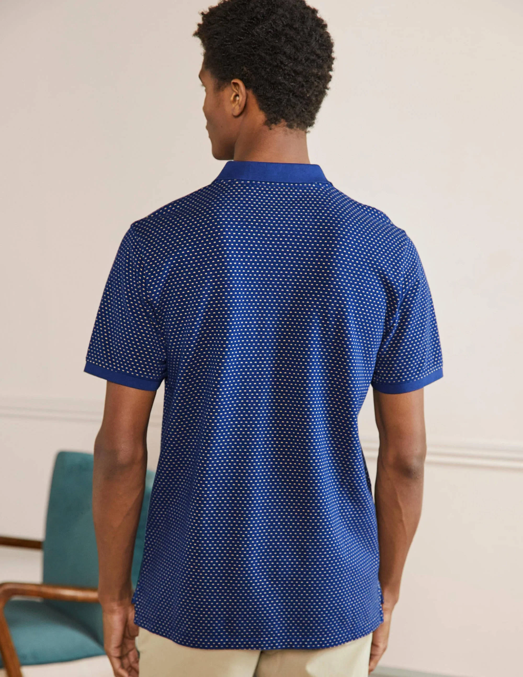Piqué Polo Shirt-Navy/Cornsilk Spot - Image 3