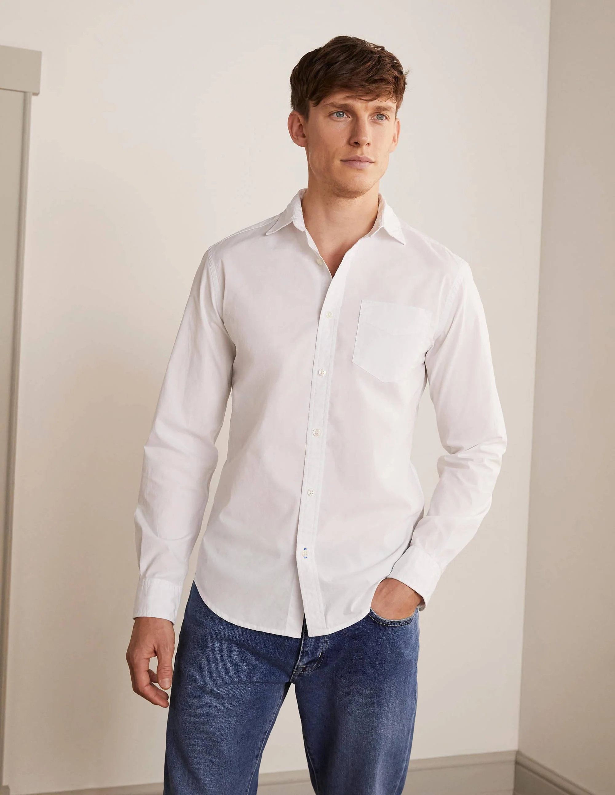 Poplin Cutaway Collar Shirt-White - Image 2