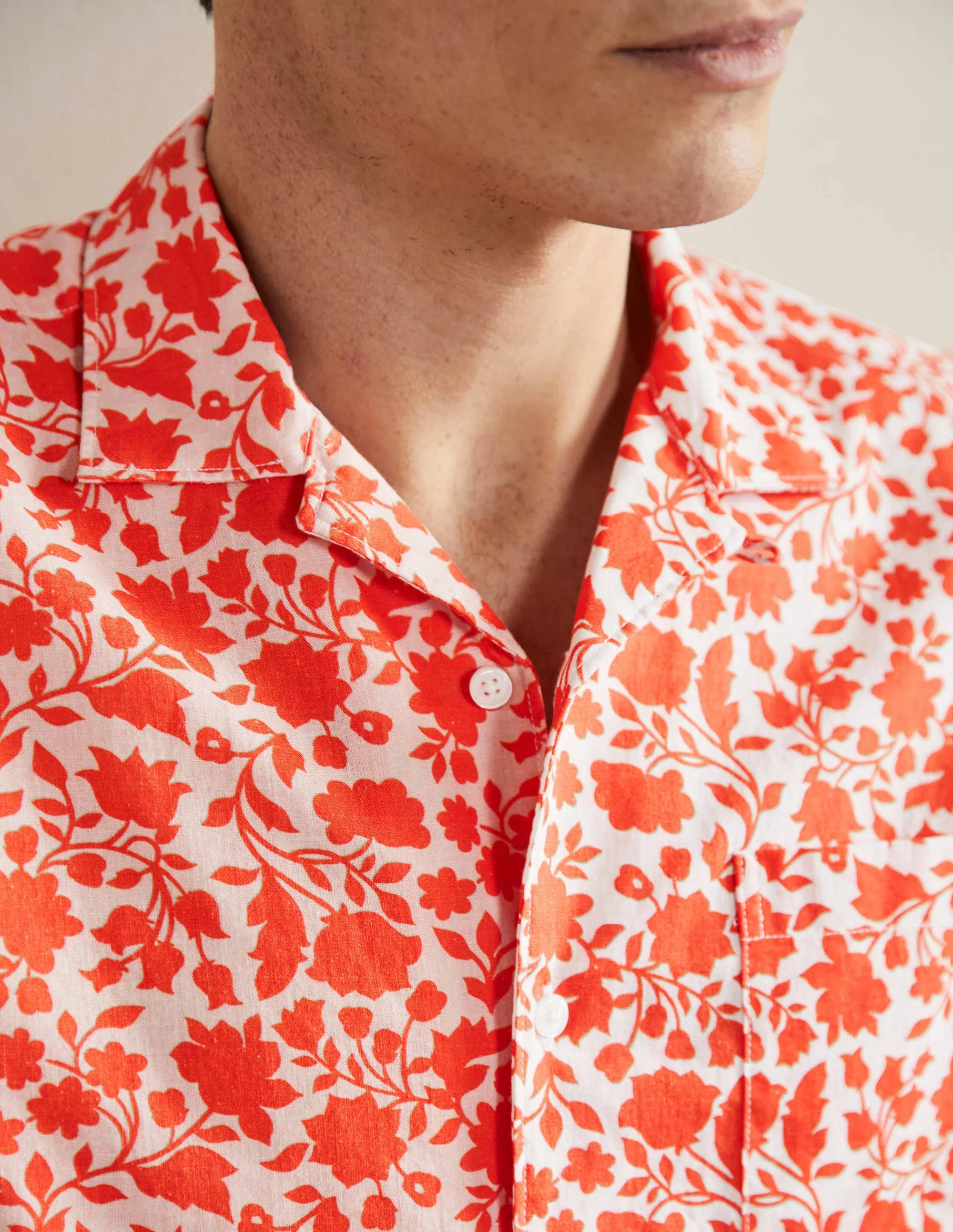 Revere Linen Cotton shirt-Hotchpotch Red Floral - Image 2