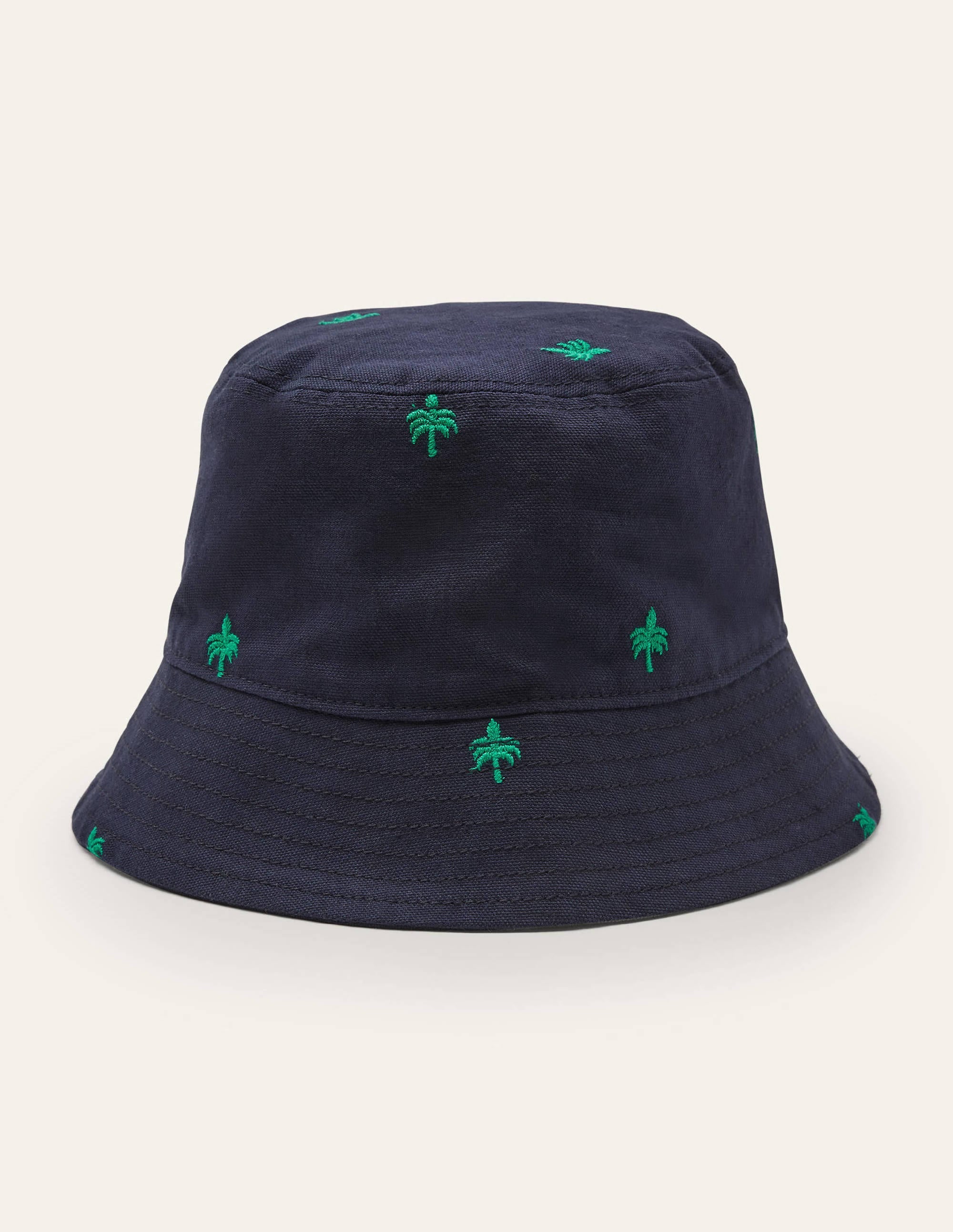 Reversible Bucket Hat-Navy Embroidered Palm Tree - Image 2