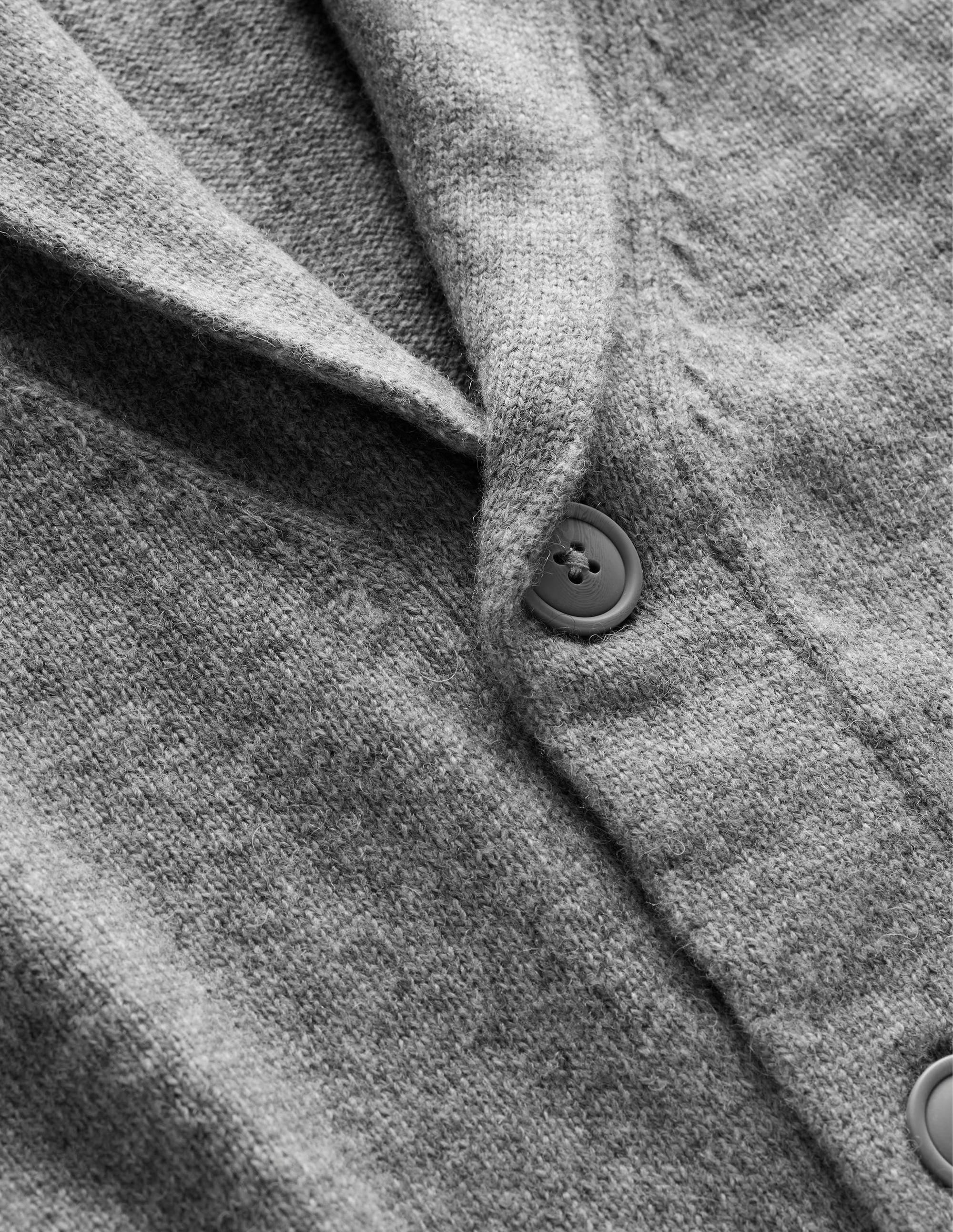 Shawl Collar Cardigan-Light Grey Melange - Image 5