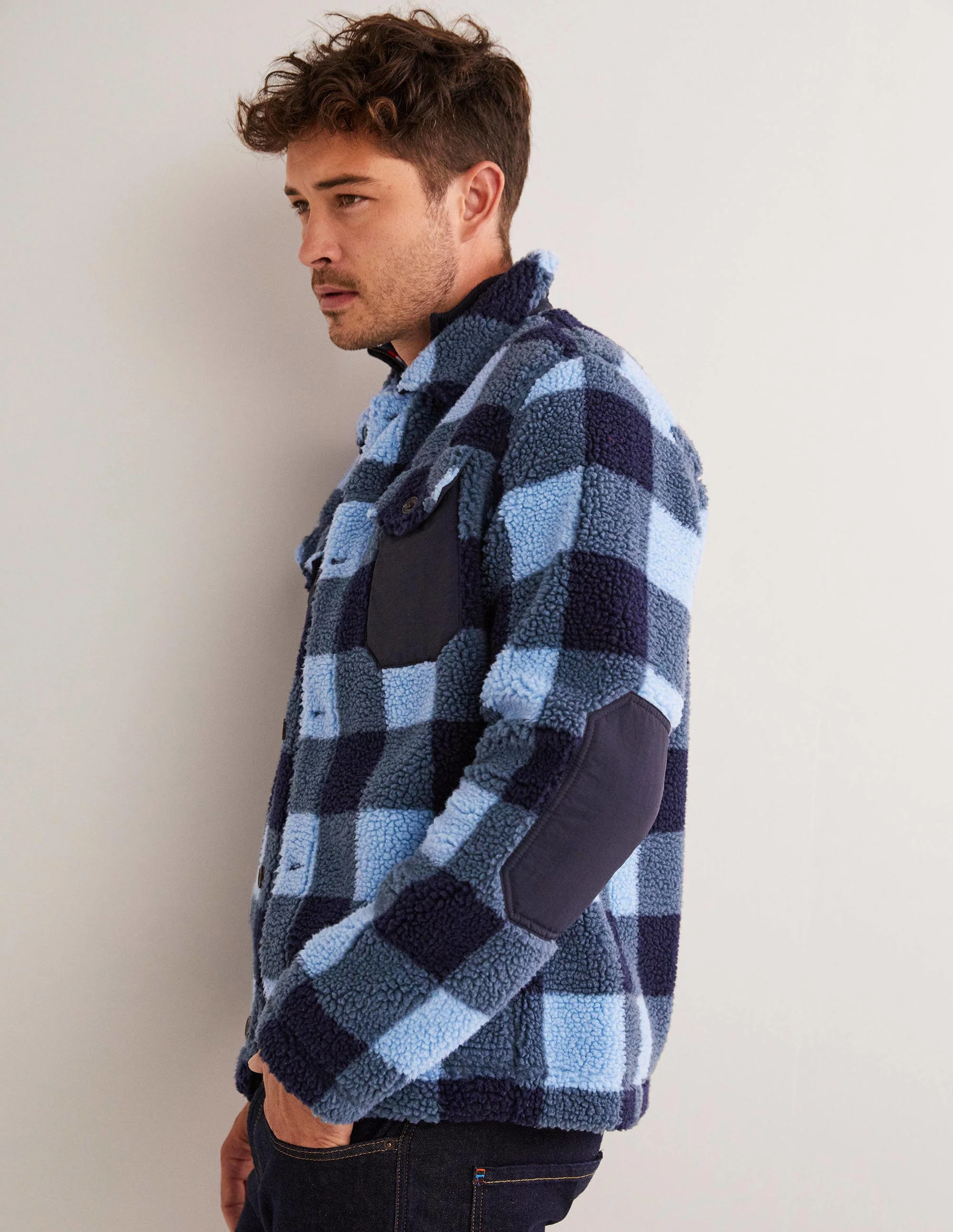 Sherpa Button up Shacket-Blue Check - Image 4