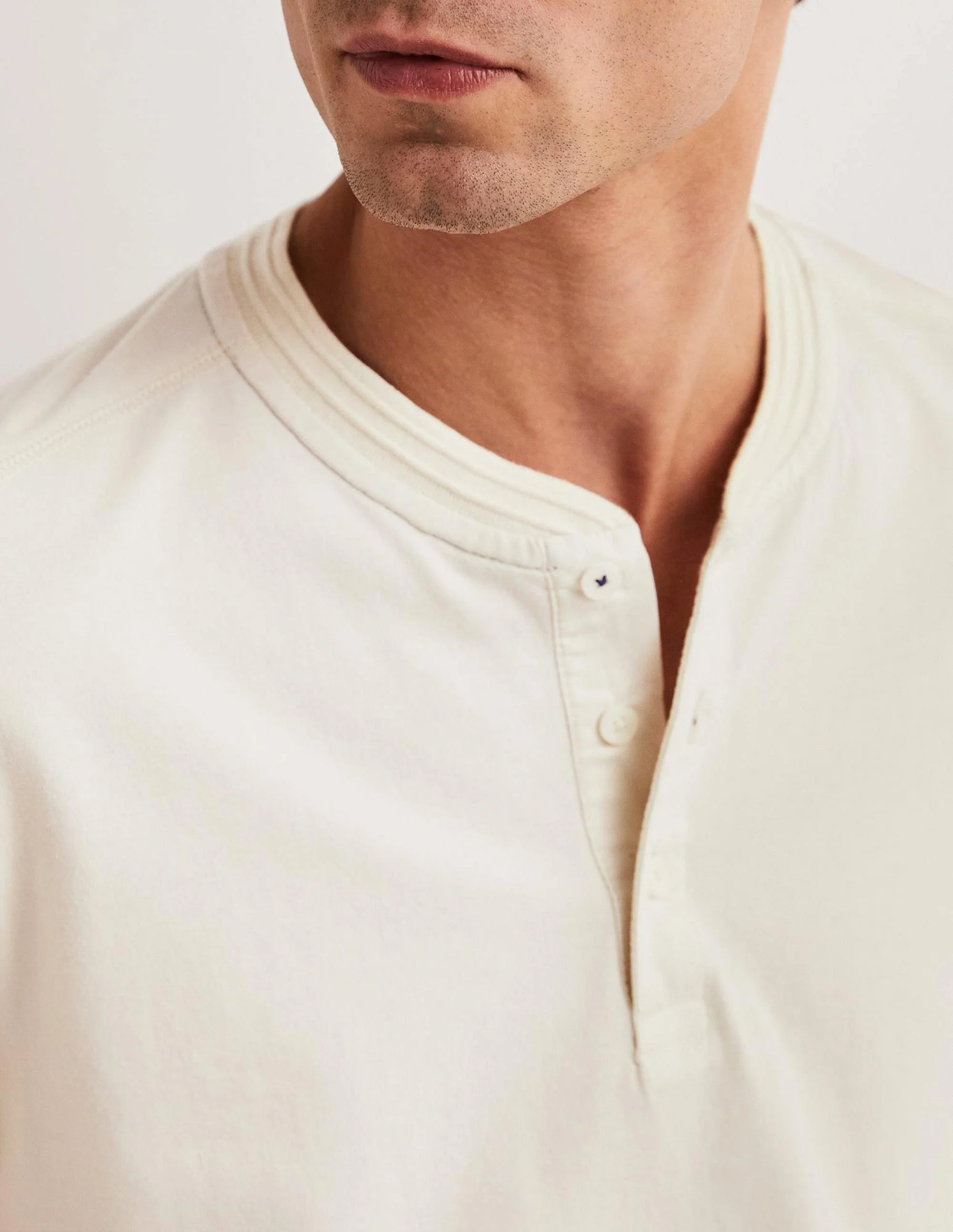 Short Sleeve Henley-Ecru - Image 6