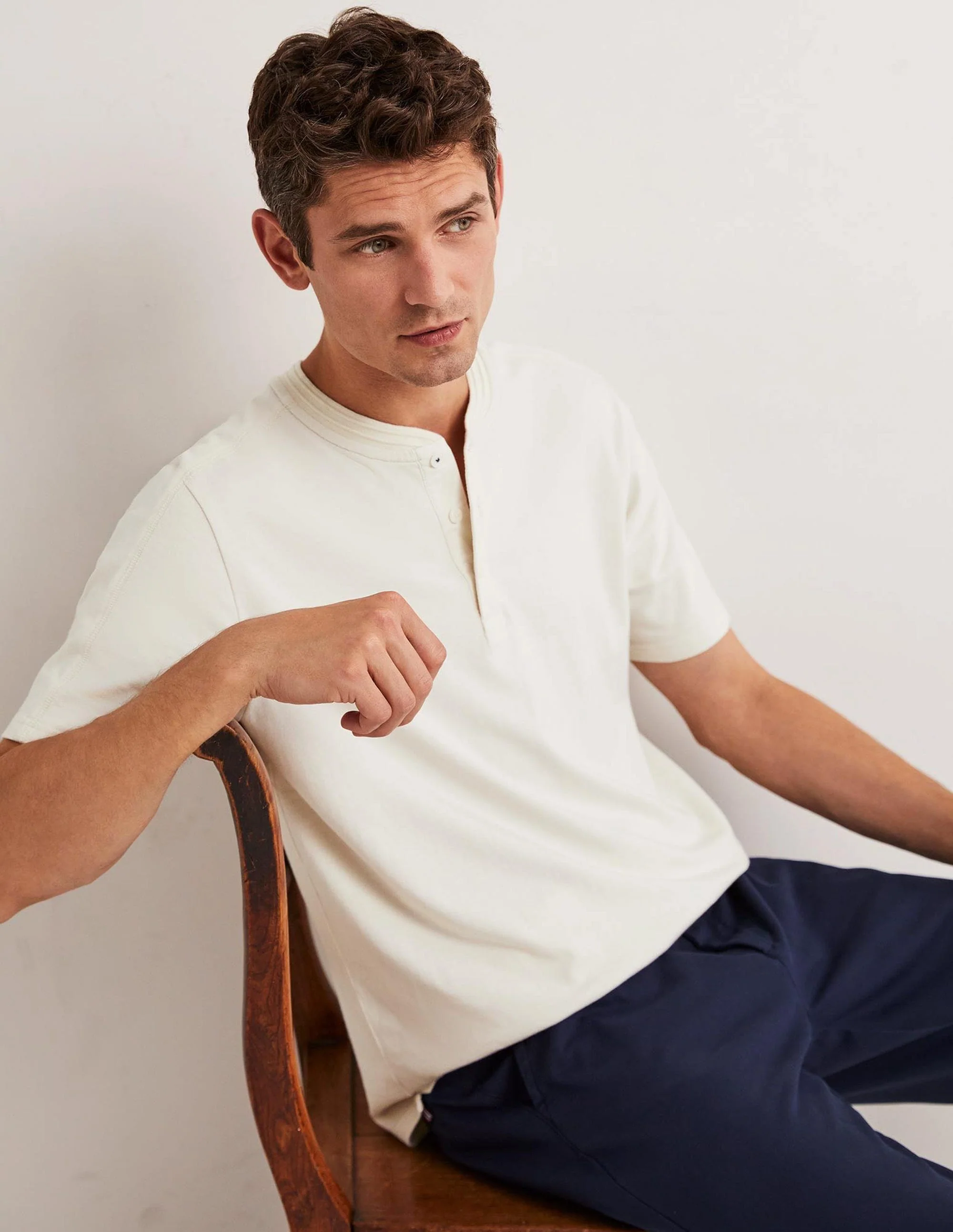 Short Sleeve Henley-Ecru - Image 8