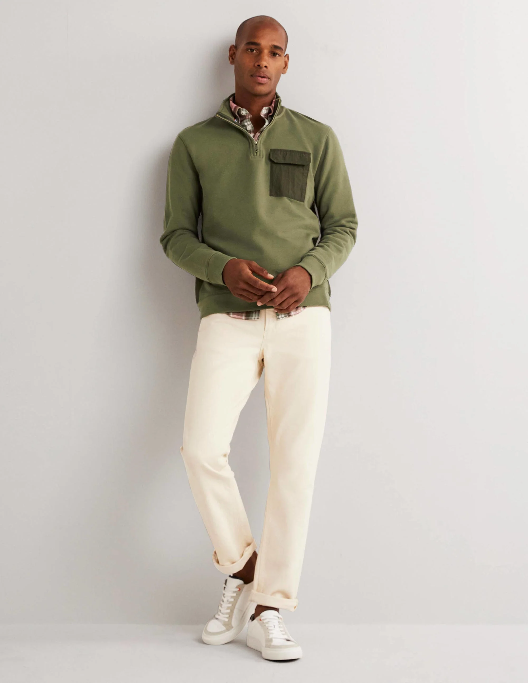 Side Panel Half Zip-Utility Green - Image 4