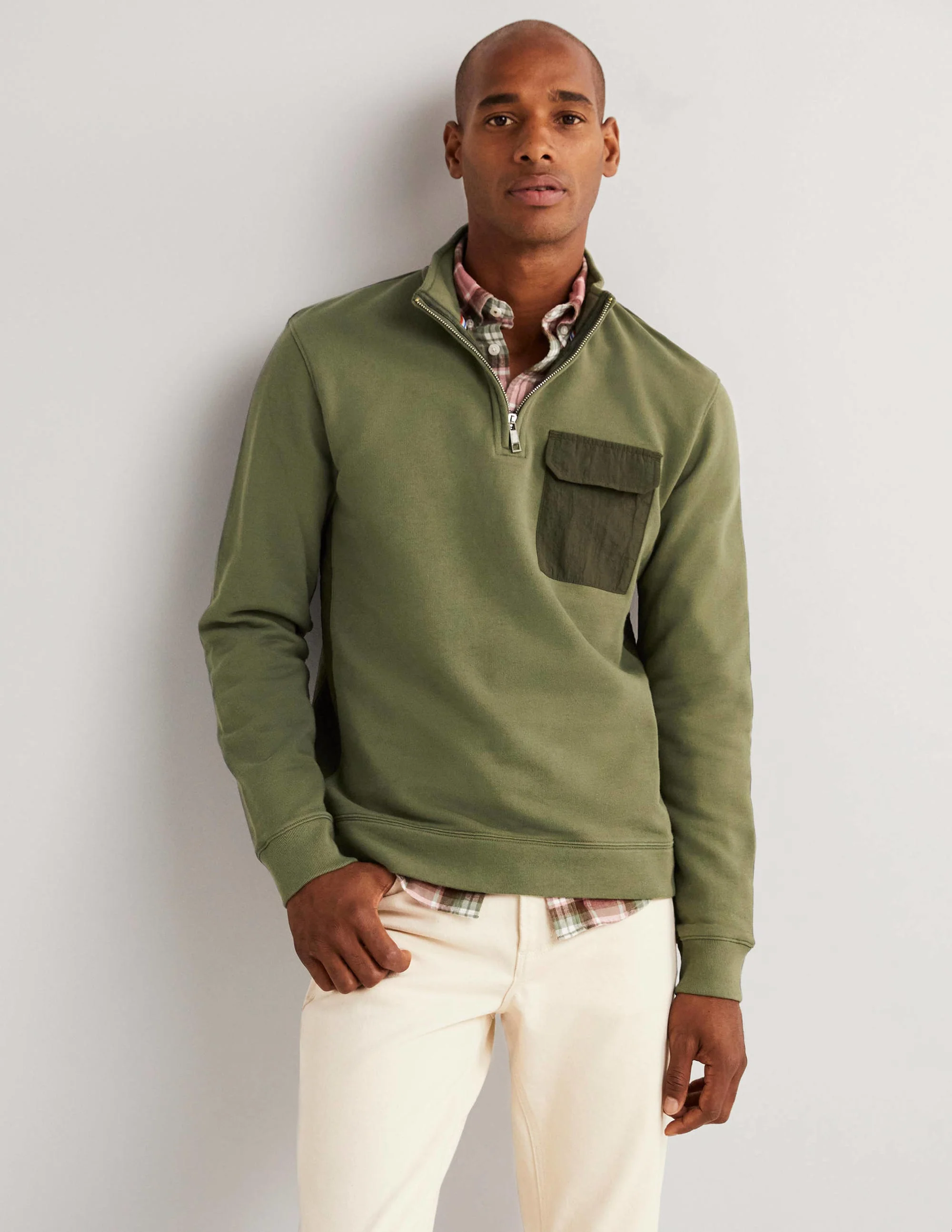 Side Panel Half Zip-Utility Green - Image 5