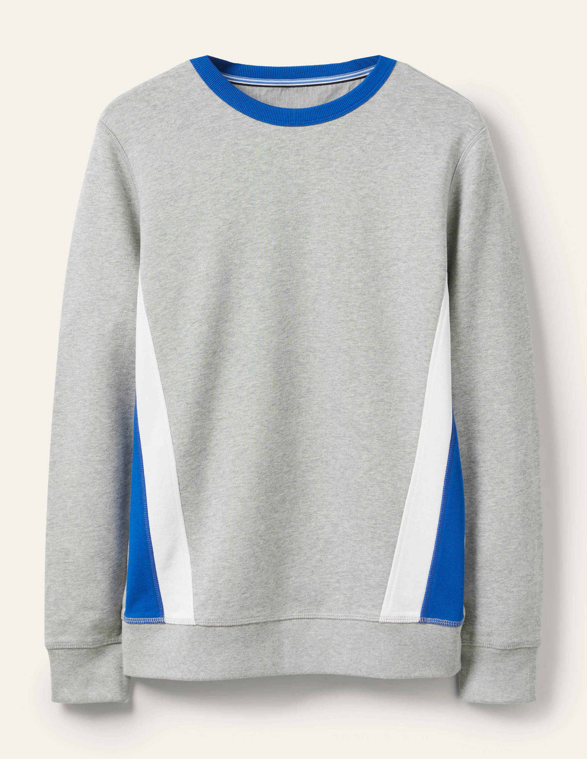Side Stripe Sweatshirt-Grey Marl/ Blue Side Stripe - Image 6