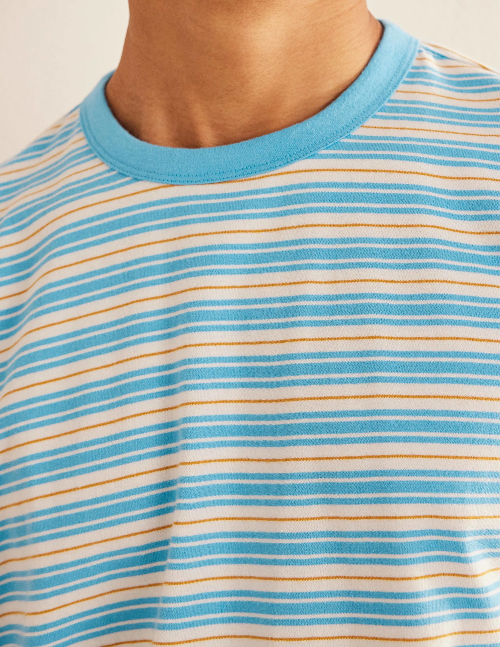 Slim Fit Classic T-Shirt-Azure Blue/ Harvest Gold - Image 6