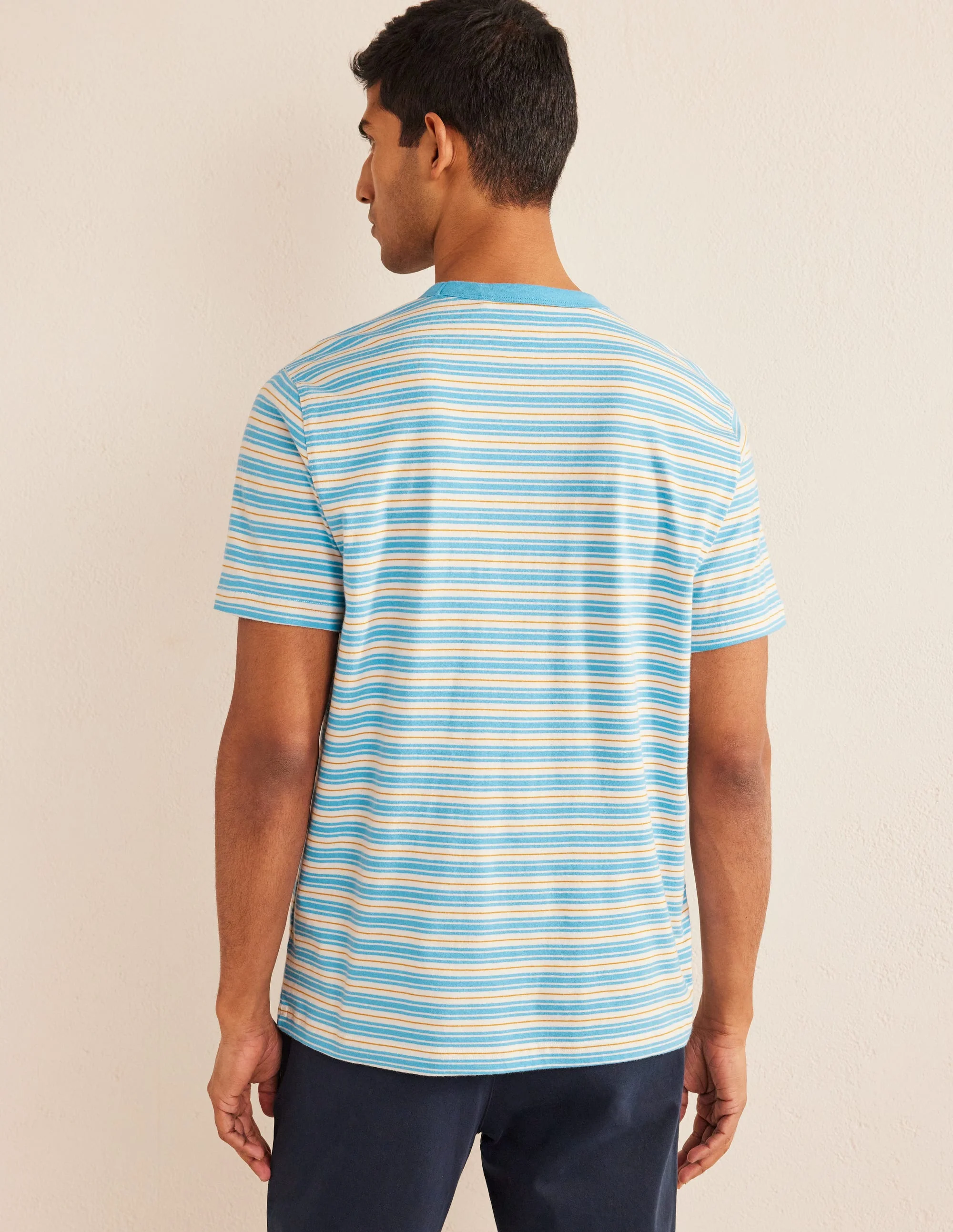 Slim Fit Classic T-Shirt-Azure Blue/ Harvest Gold - Image 9