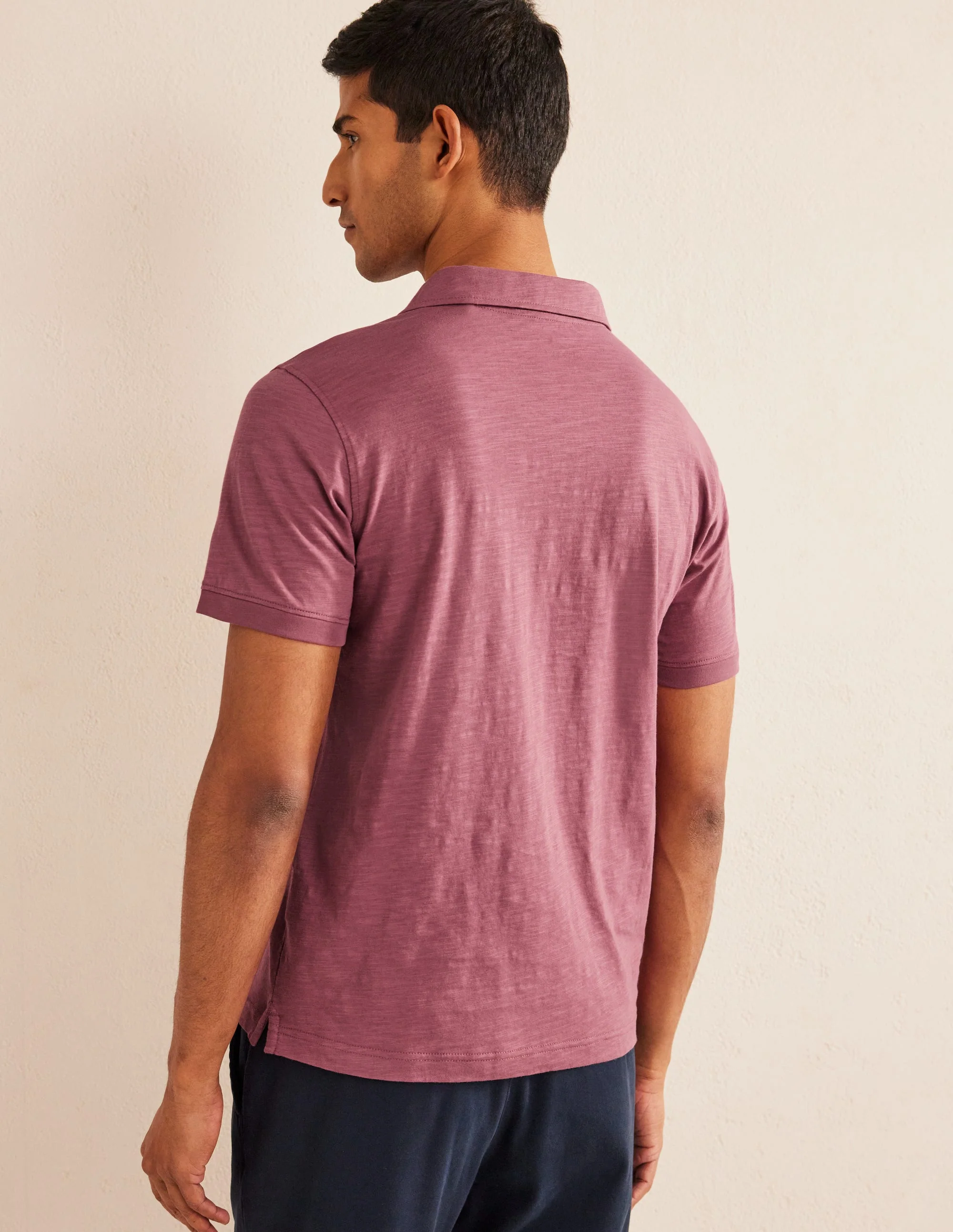 Slub Jersey Short Sleeve Polo-Renaissance Rose Purple - Image 3
