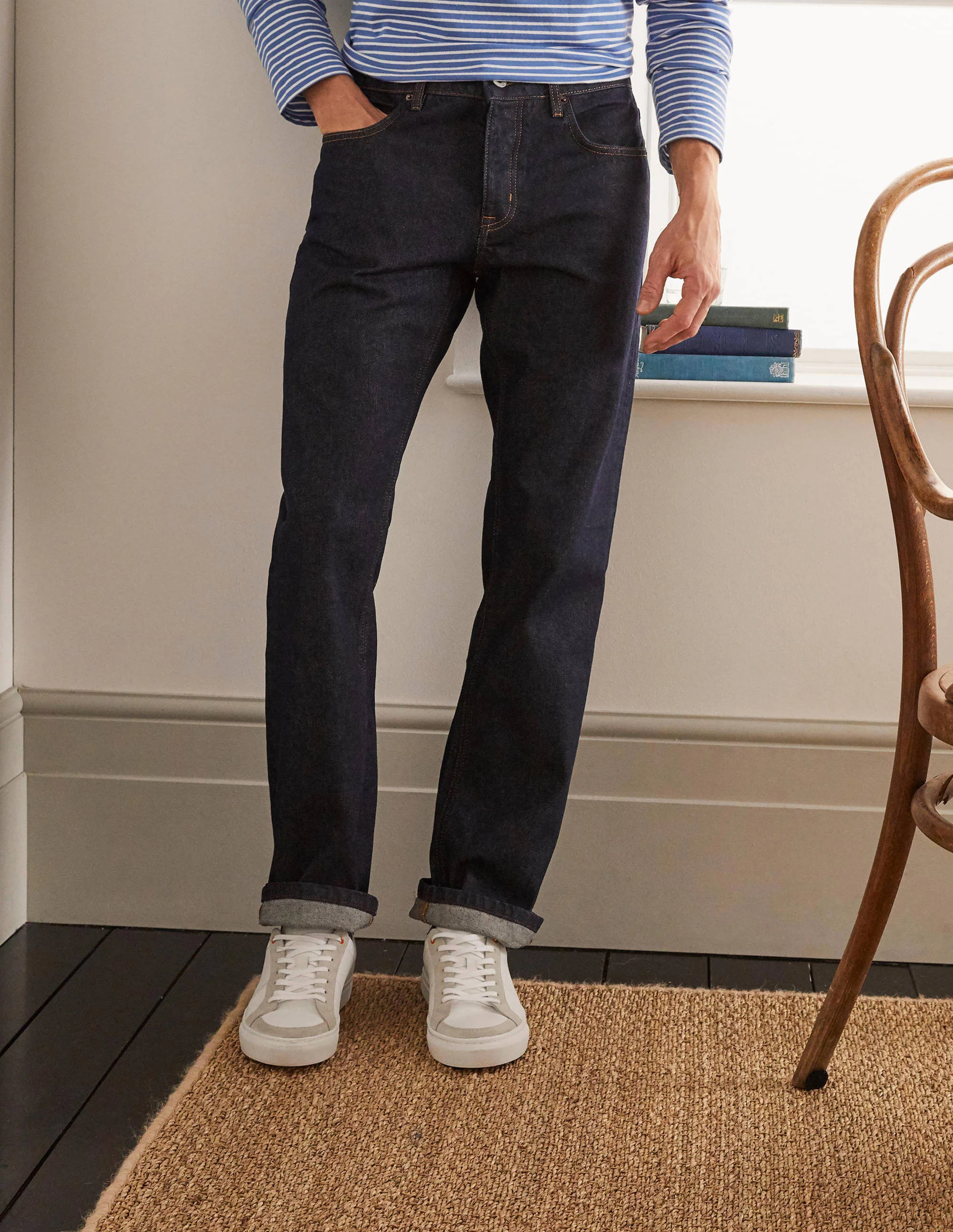 Straight Leg Jeans-Dark Rinse Denim - Image 2