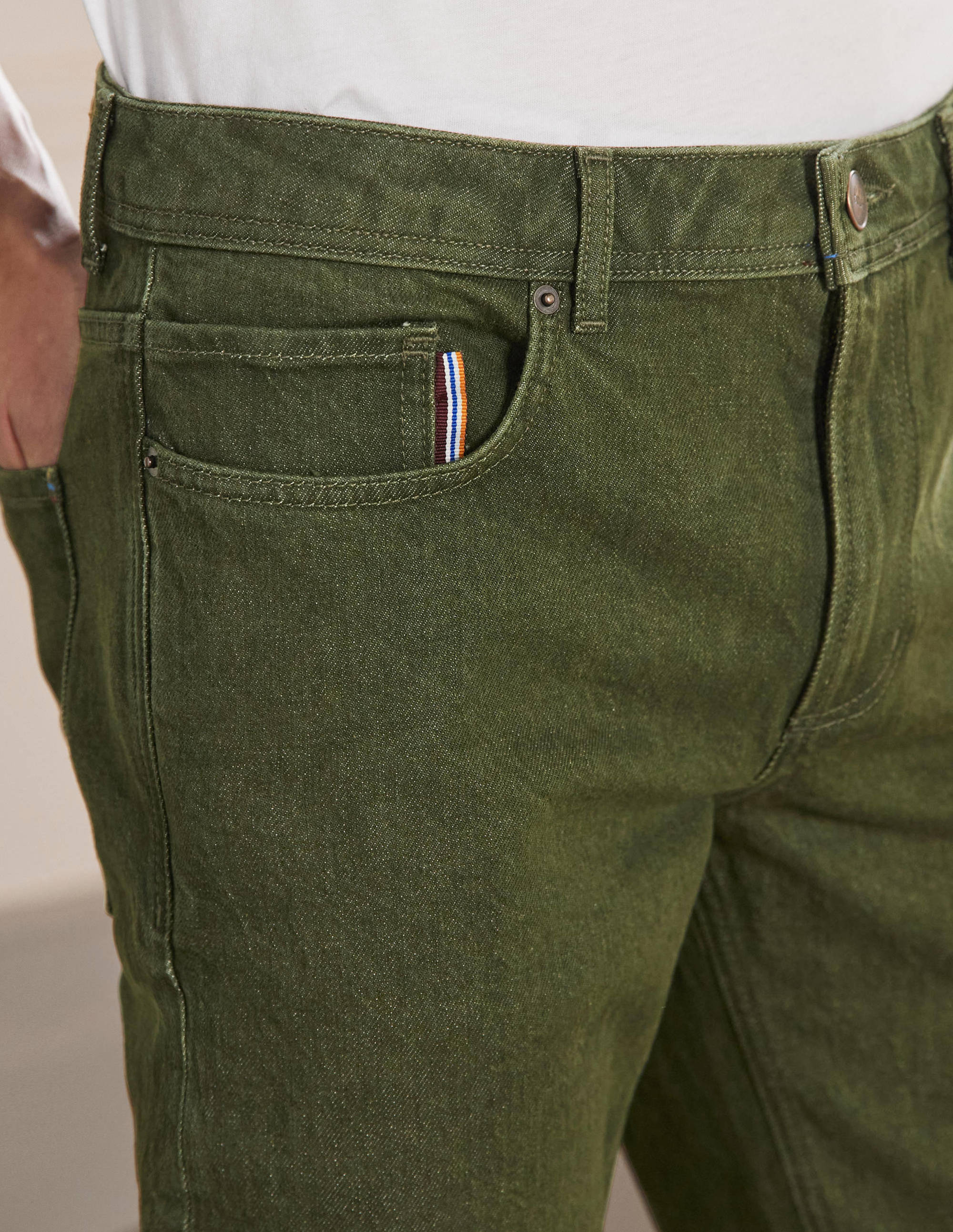Straight Leg Jeans-Khaki Green - Image 2