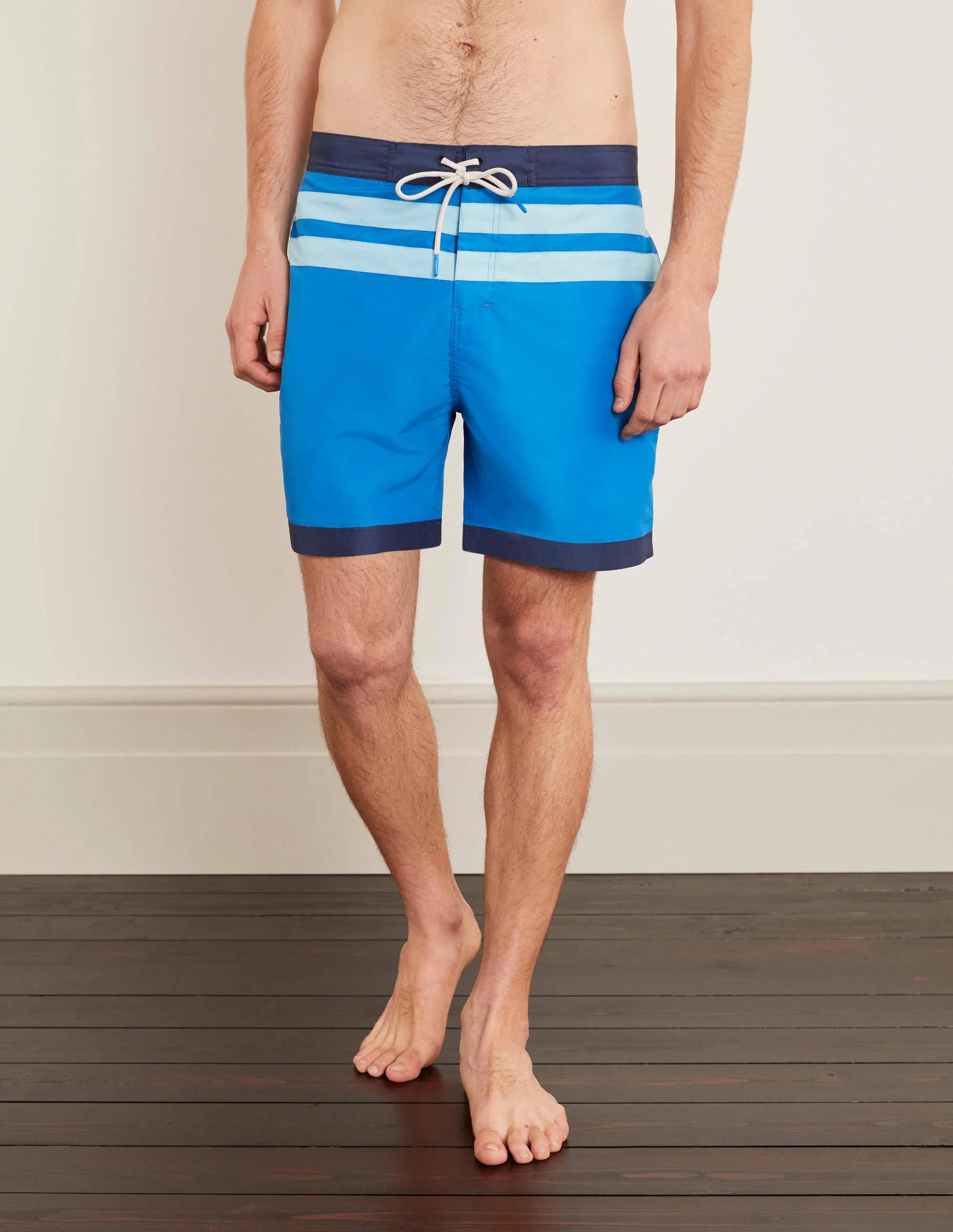 Stripe Detail Swimshorts-Blues Multi