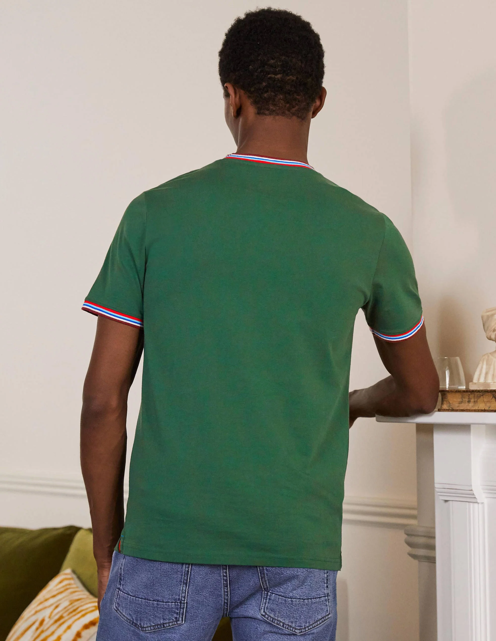 Stripe Detail T-Shirt-Park Green - Image 3