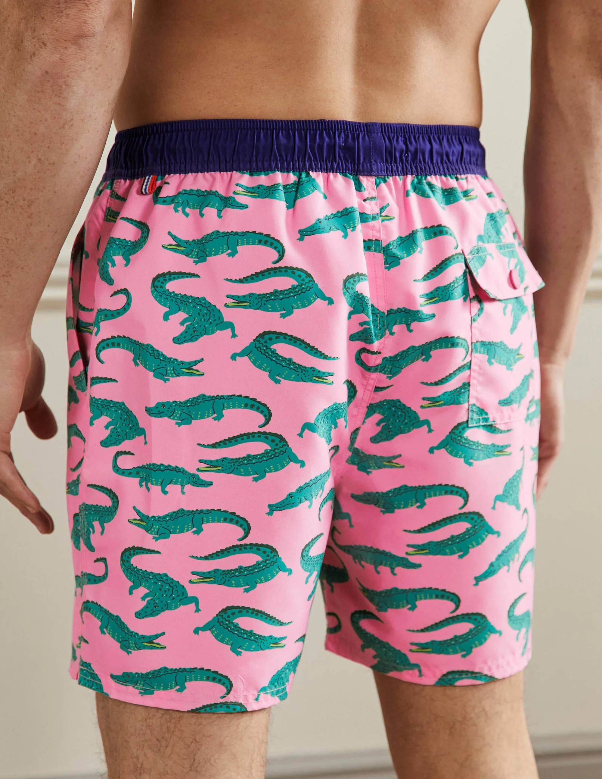 Swimshorts-Pink, Green Crocodiles - Image 3