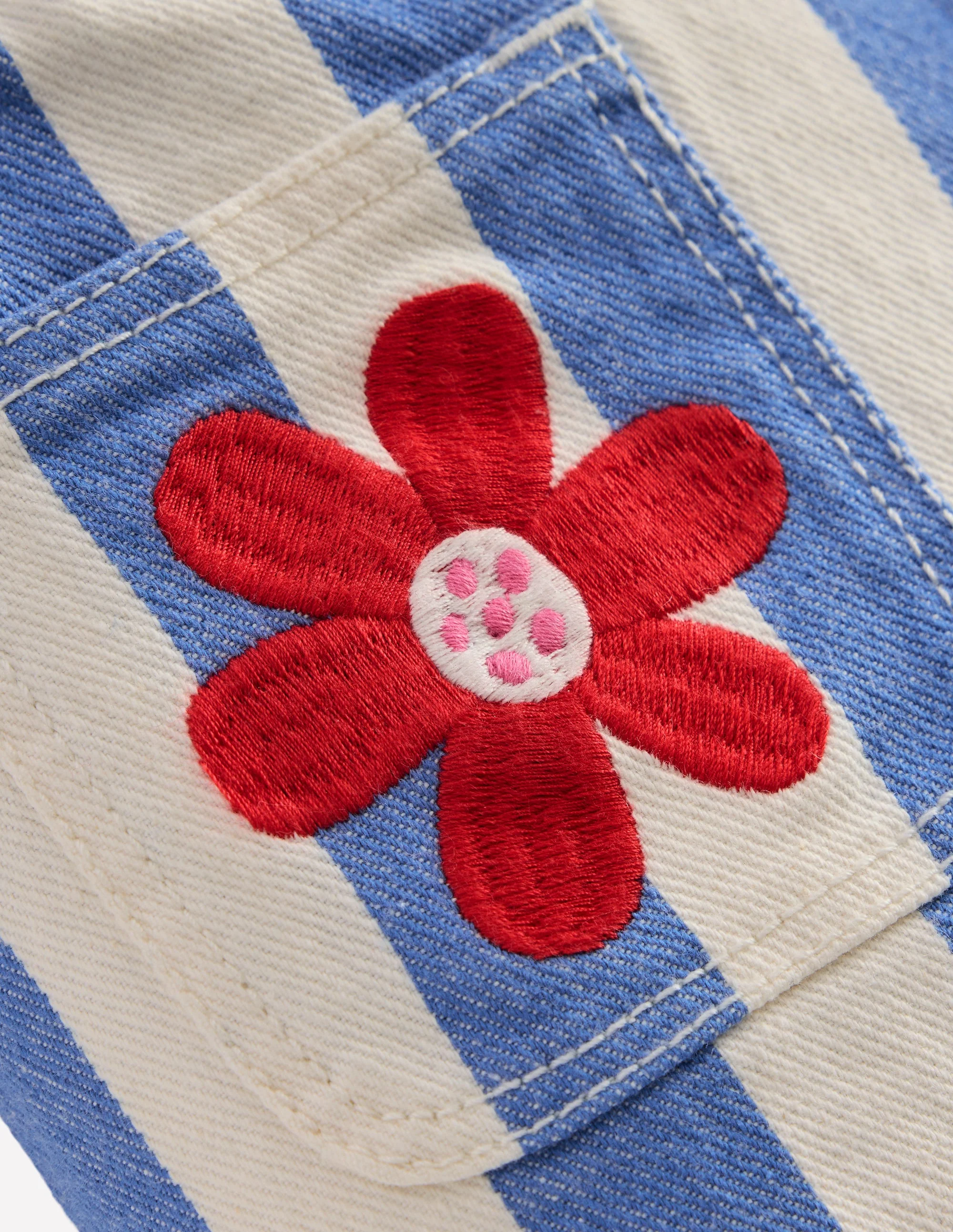 Patch Pocket Pants-Peacock Plume Blue/ Ivory - Image 3