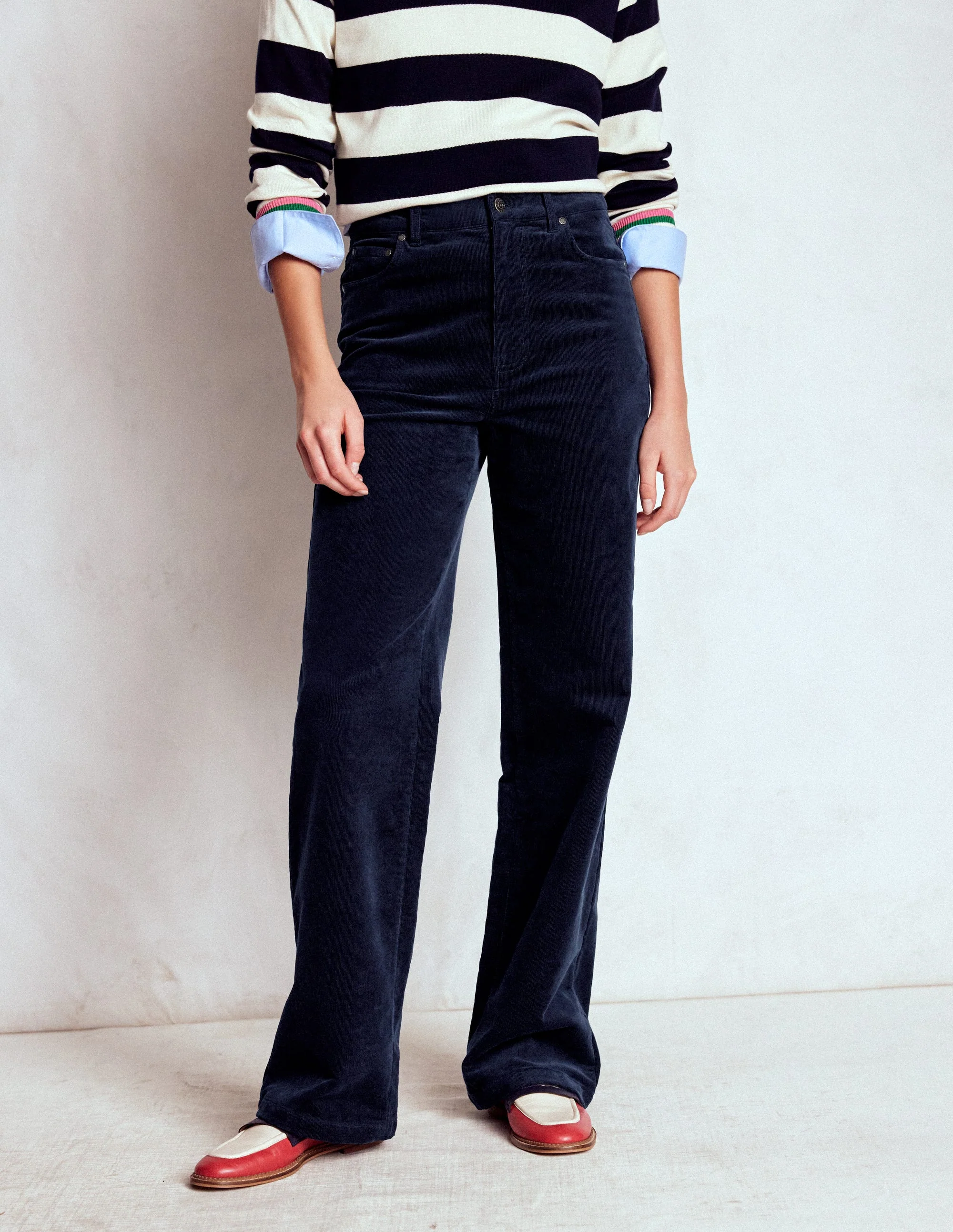 5-Pocket Cord Column Jeans-Navy - Image 4