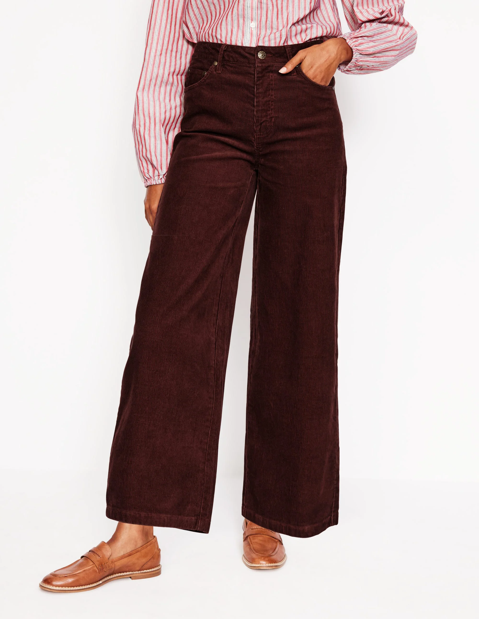 5 Pocket Cord Crop Jeans-Chestnut - Image 4
