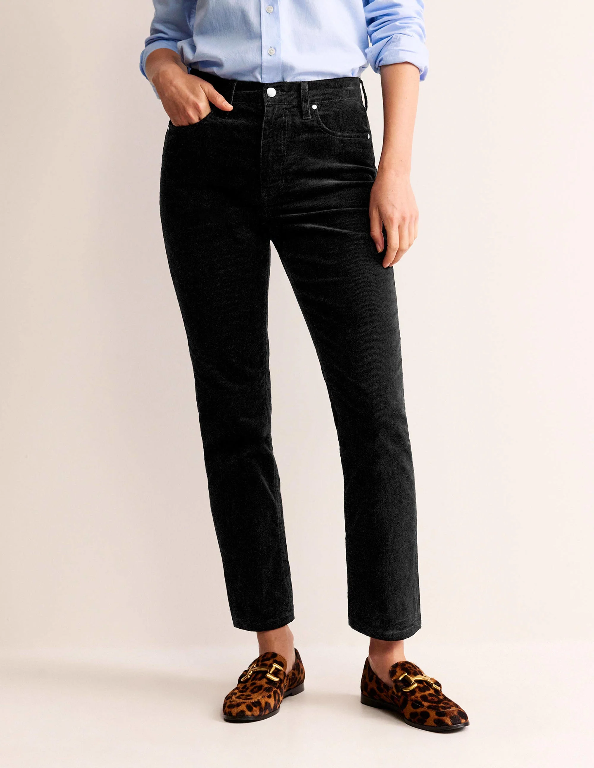 5 Pocket Cord Slim Jeans-Black - Image 4