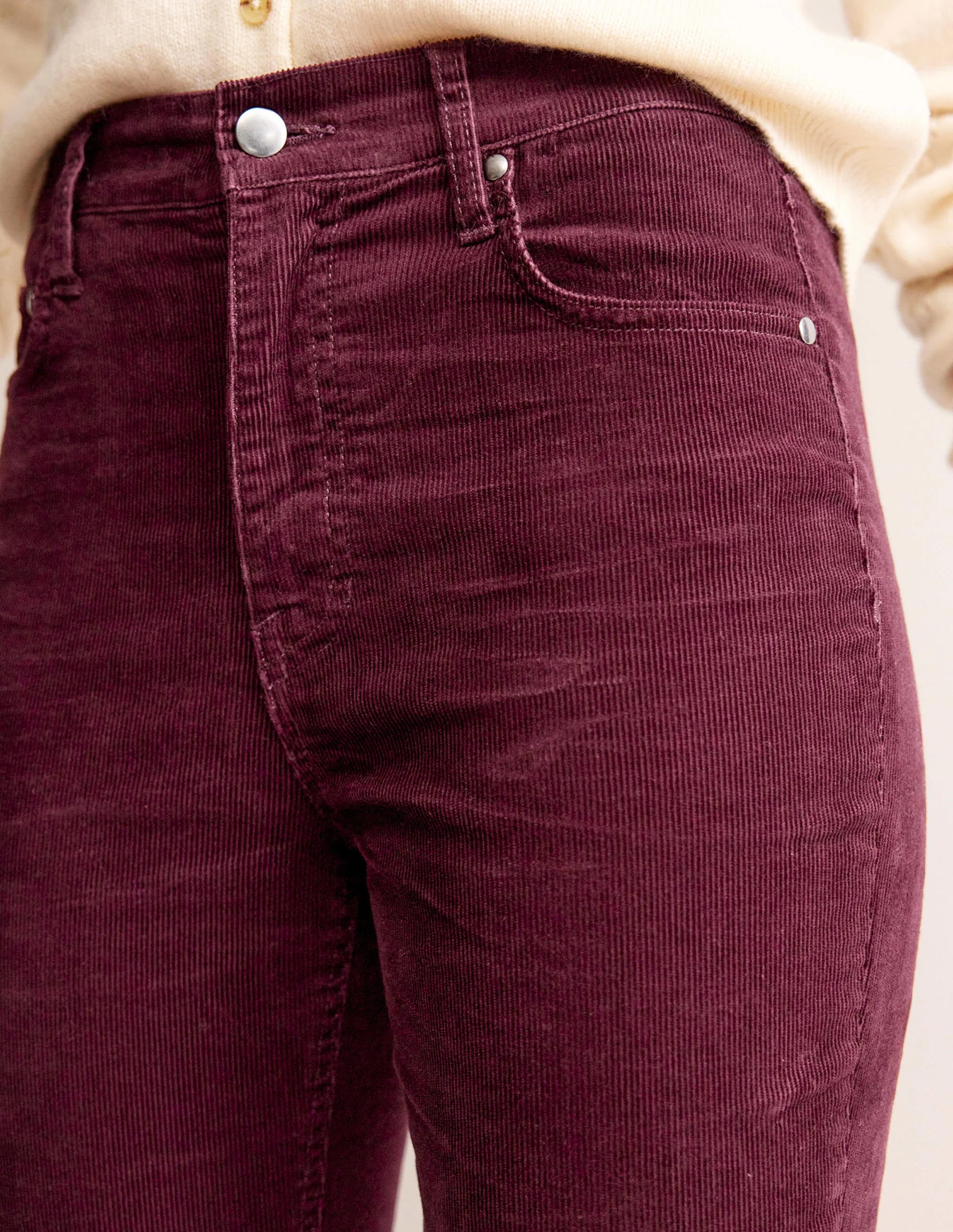 5 Pocket Cord Slim Jeans-Dark Burgundy - Image 5