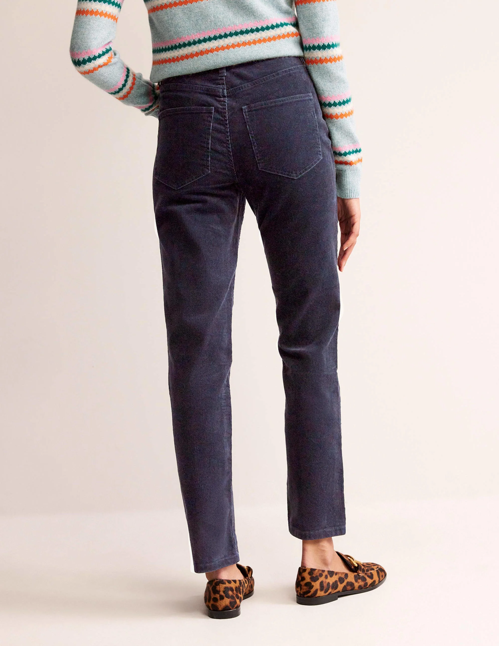 5 Pocket Cord Slim Jeans-Navy - Image 3