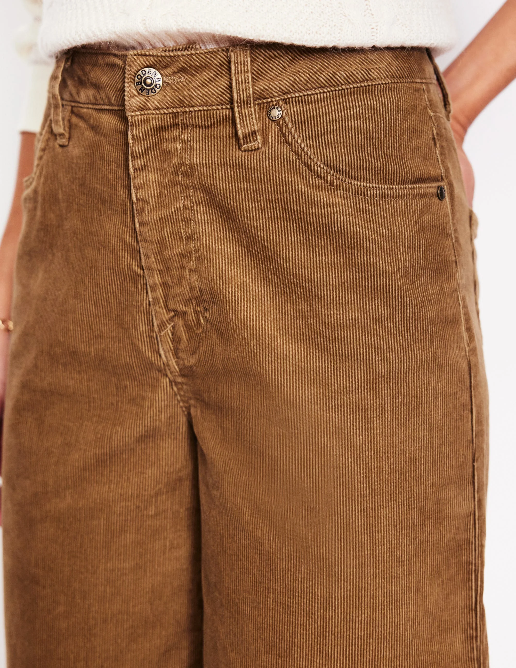 5 Pocket Cord Wide Jeans-Camel - Image 2