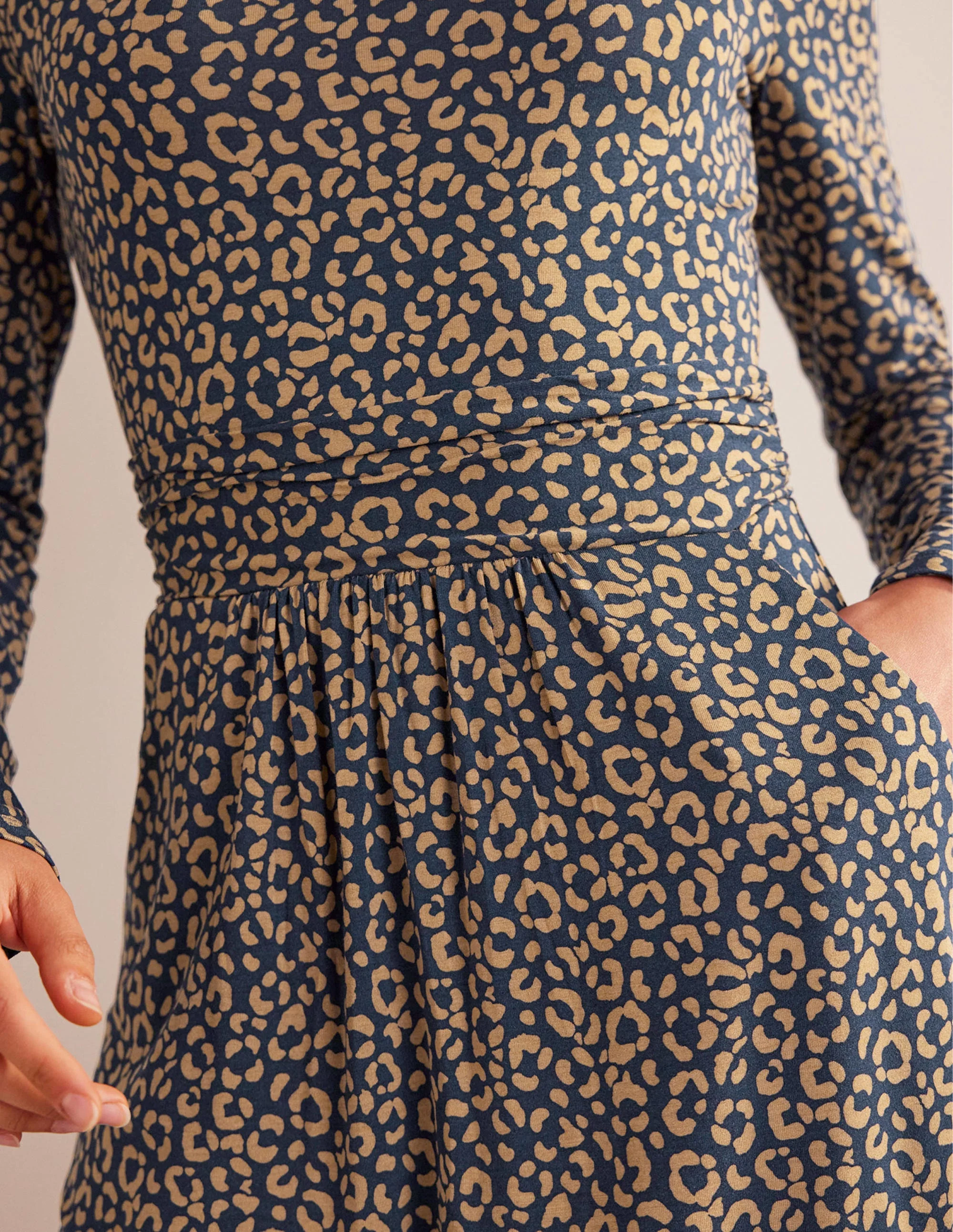 Abigail Jersey Dress-Camel, Animal Stamp - Image 2