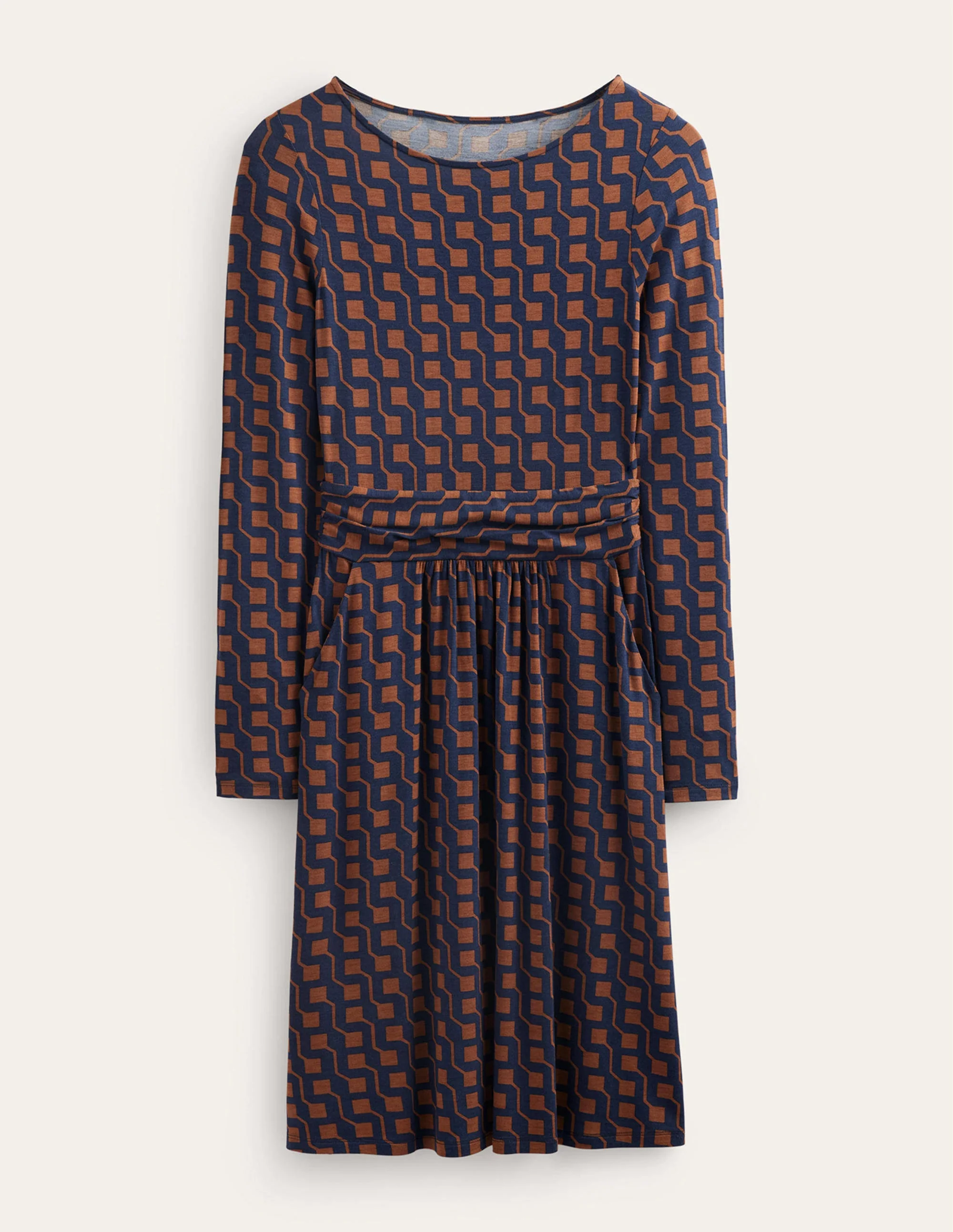 Abigail Jersey Dress-Cognac, Cube Geo - Image 9