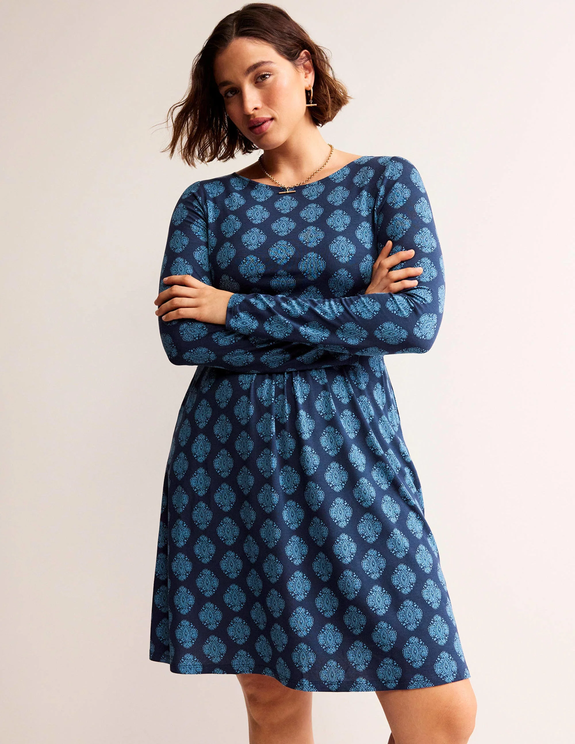 Abigail Jersey Dress-French Navy, Mosaic - Image 5