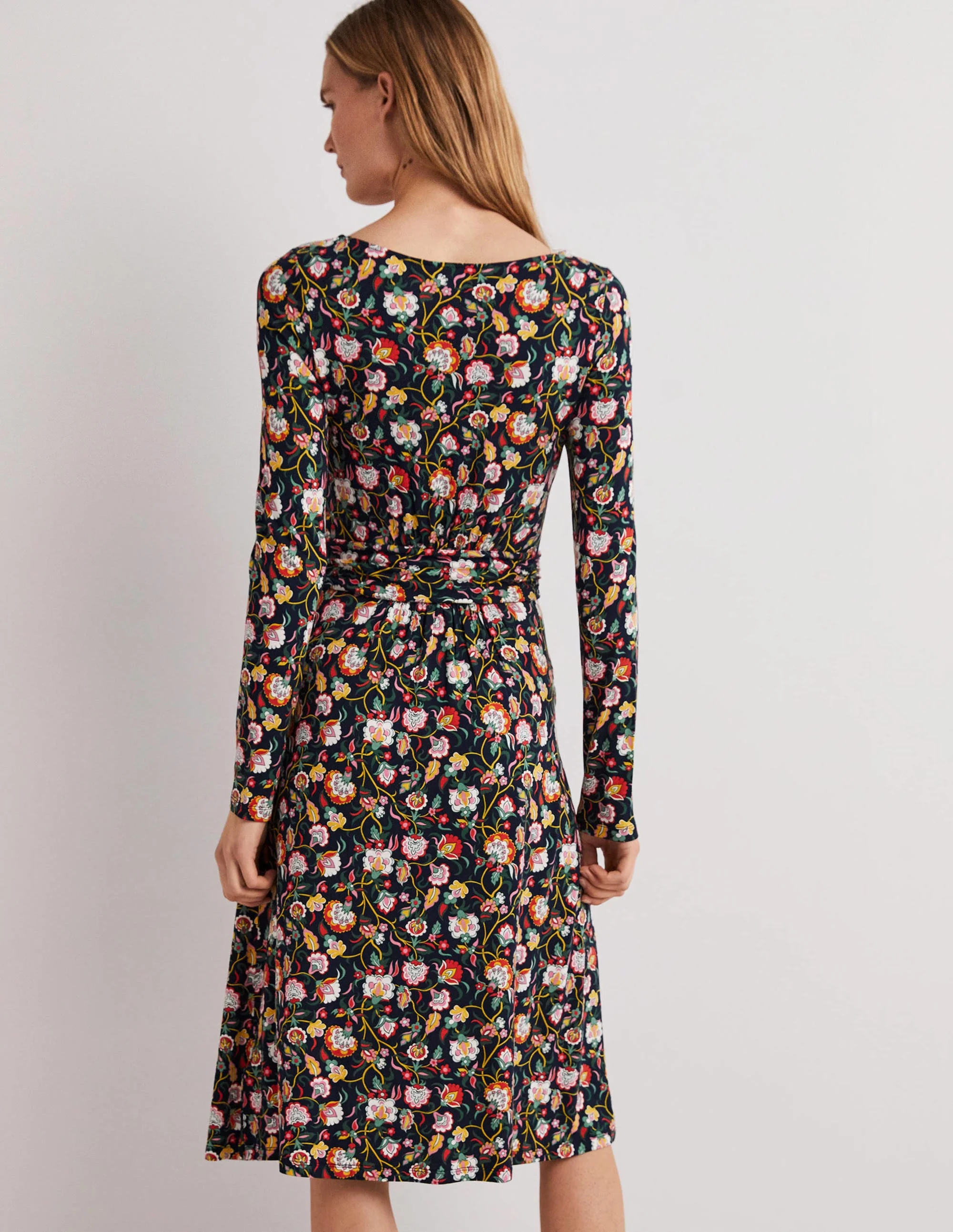 Abigail Jersey Dress-French Navy, Opulent Floral - Image 3