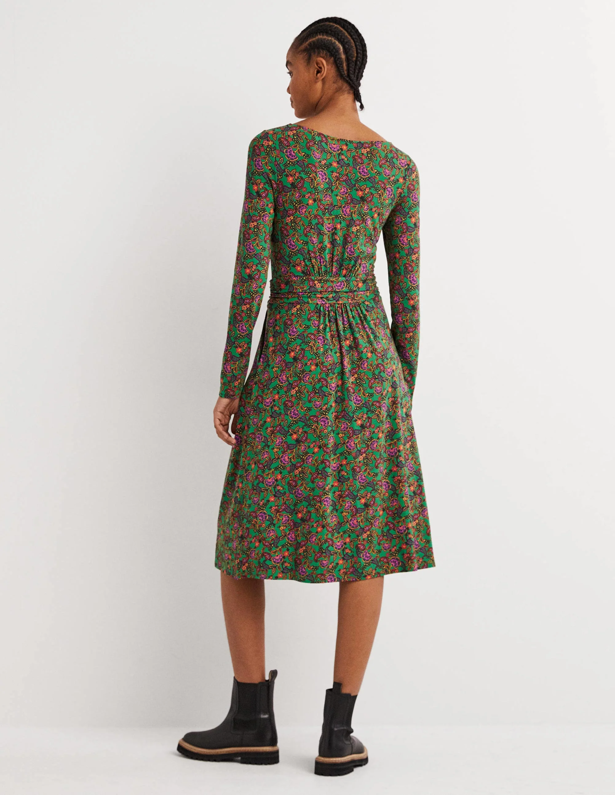 Abigail Jersey Dress-Highland Green, Exotic Floral - Image 3