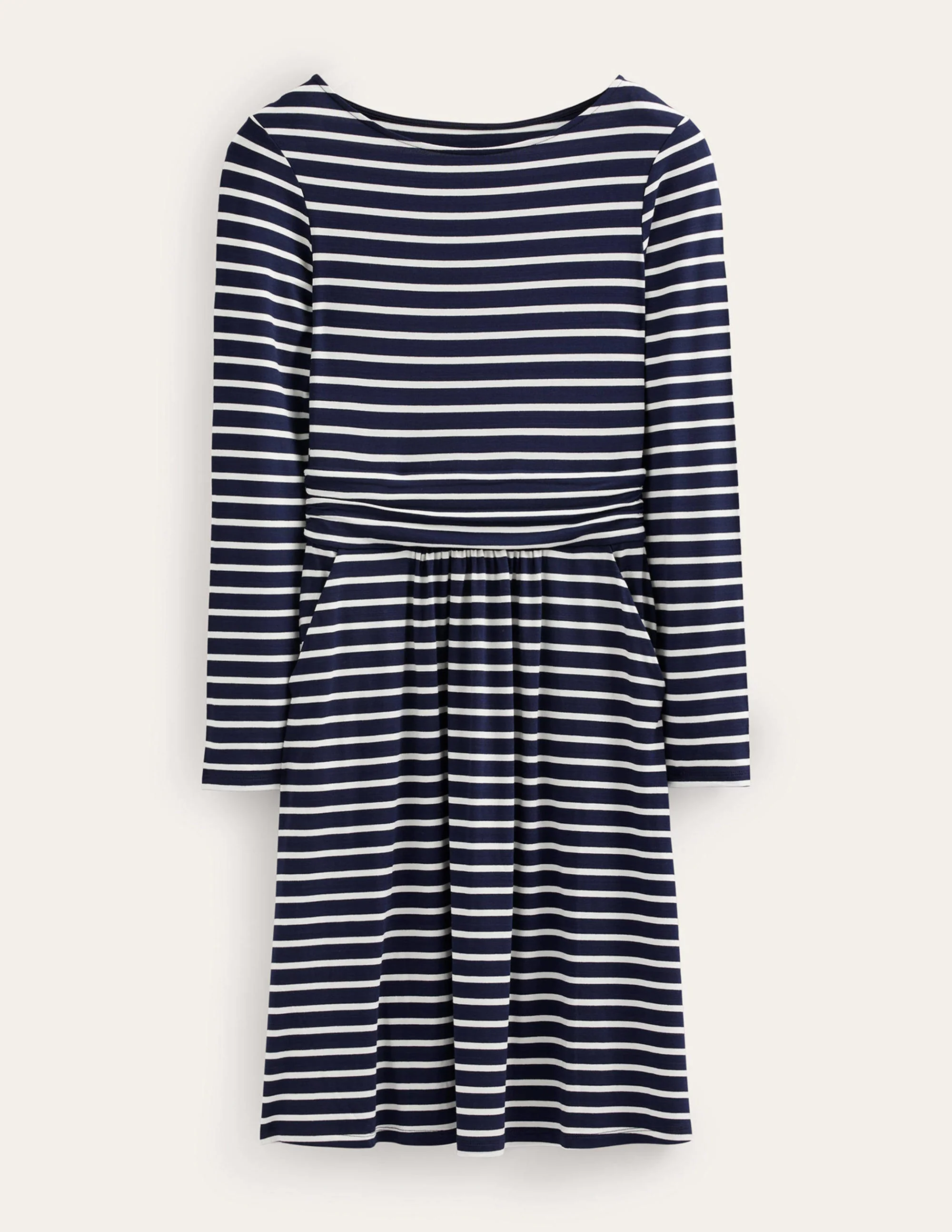 Abigail Jersey Dress-Navy, Ivory Stripe - Image 5