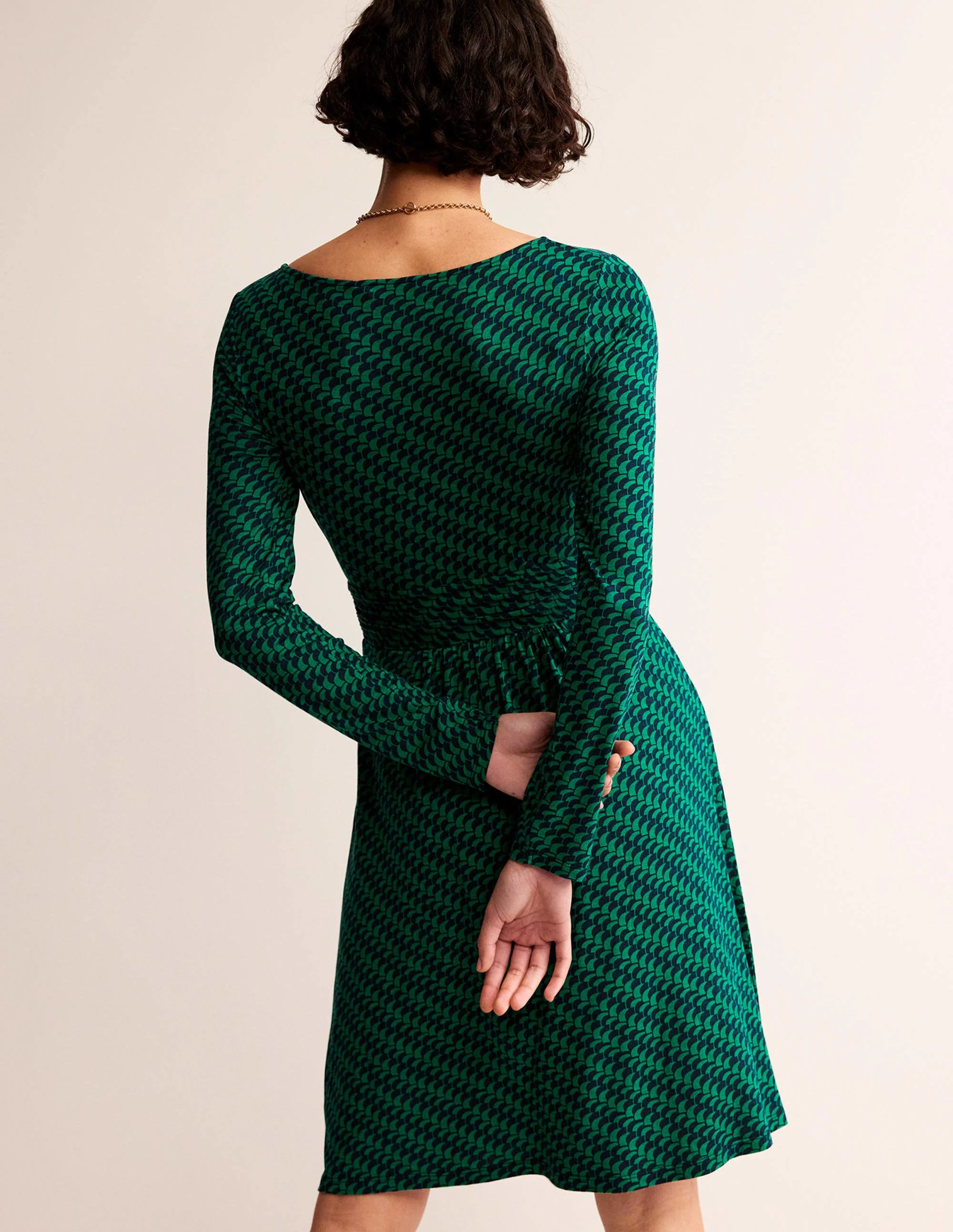 Abigail Jersey Dress-Veridian Green, Geo Fall - Image 3