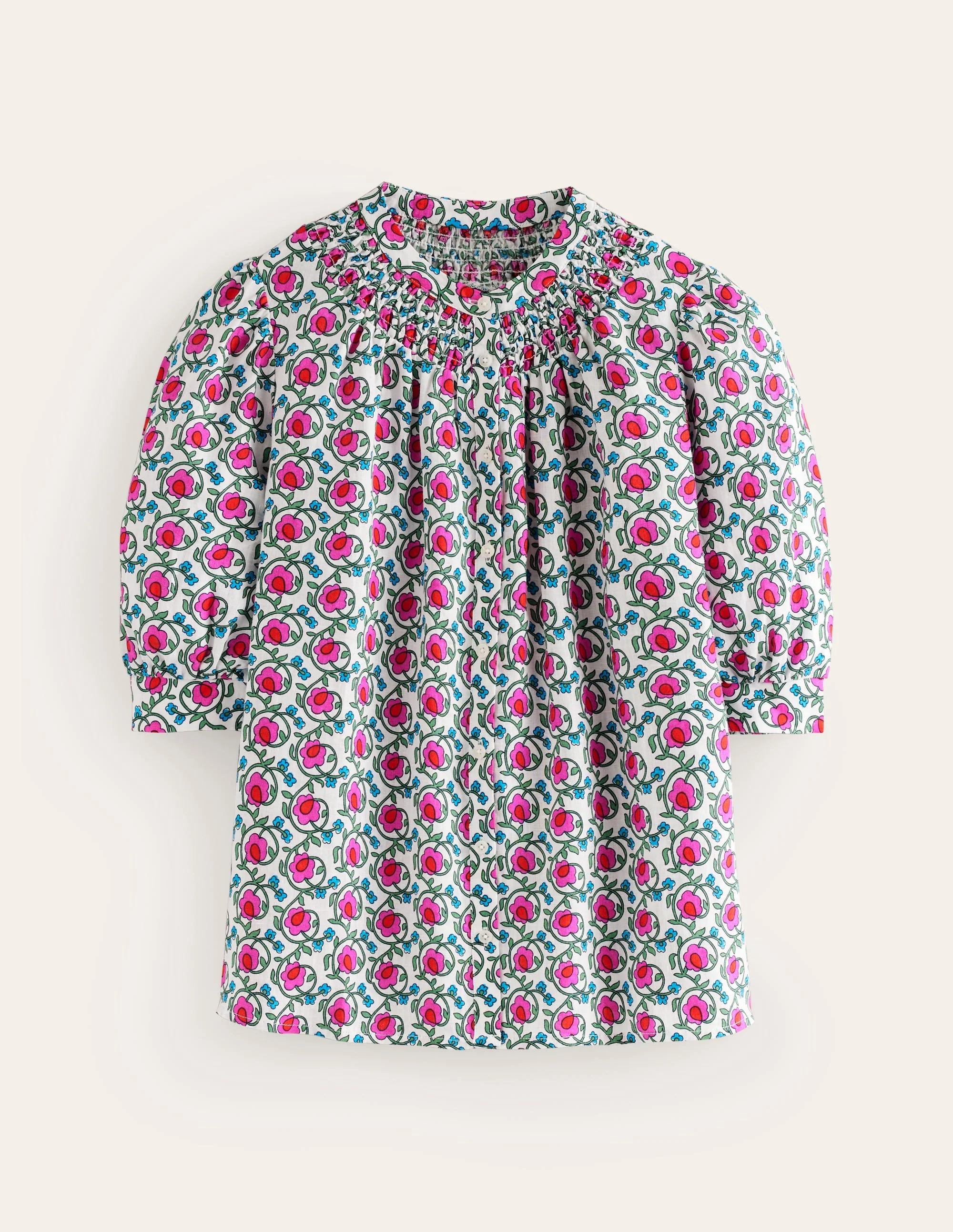Ada Linen Top-Pop Pansy, Foliage Terrace - Image 5