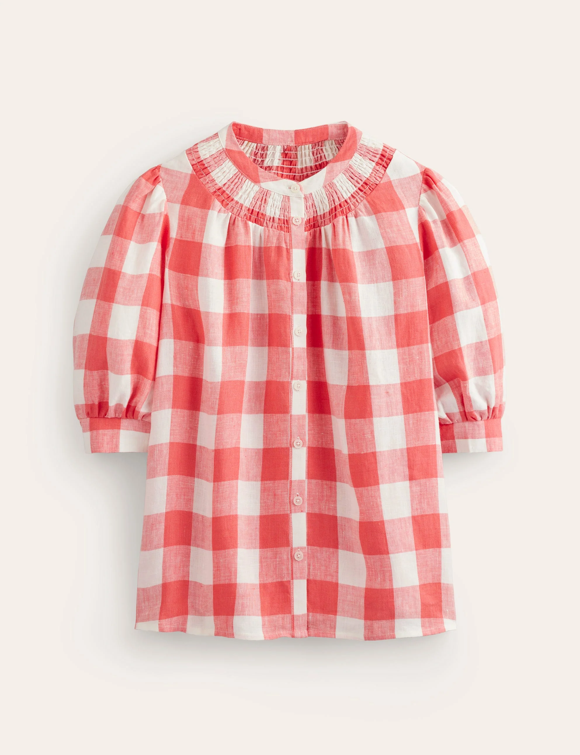 Ada Linen Top-Porcelain Rose, Gingham - Image 5