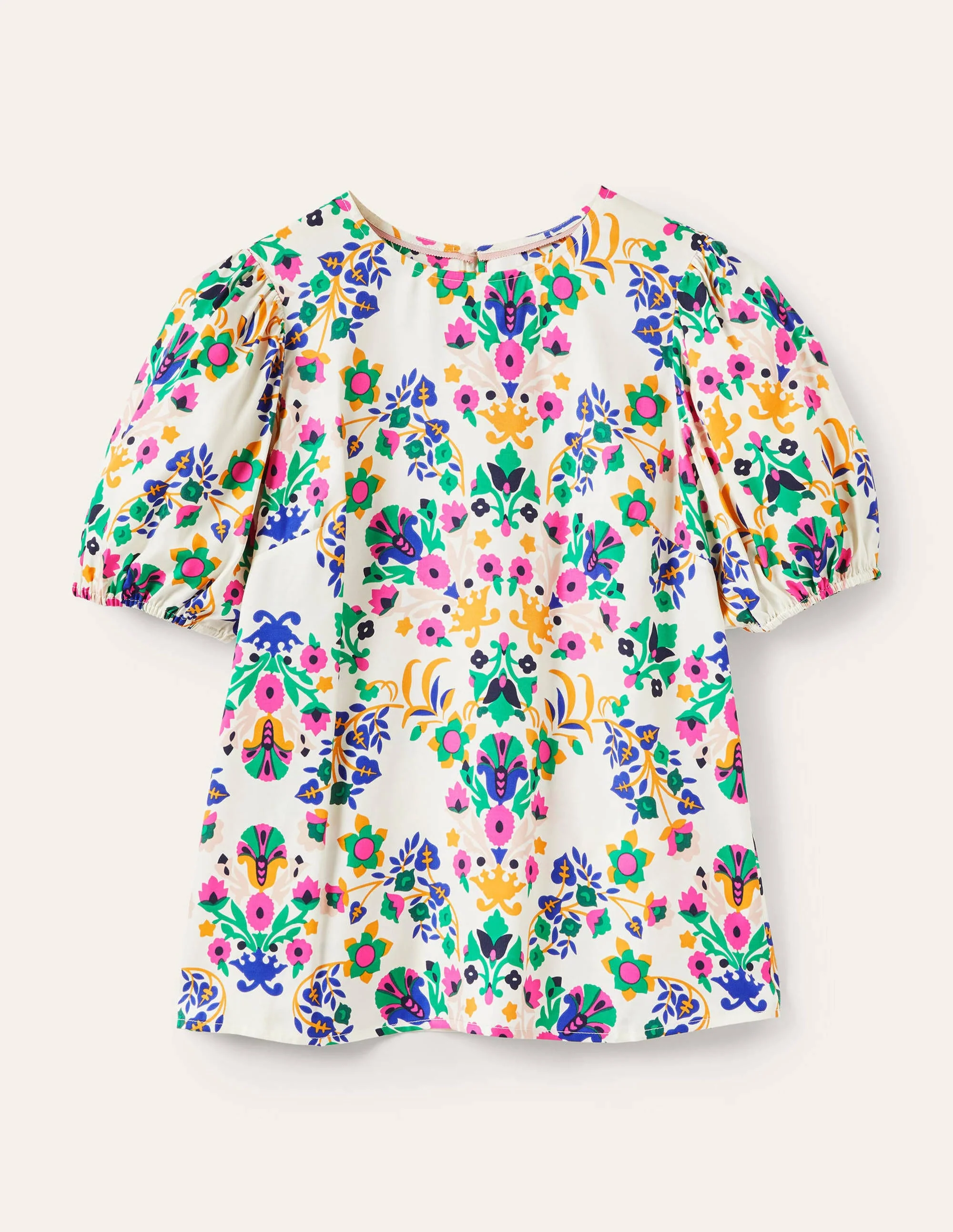 Adriana Puff Sleeve Top-Ivory, Bouquet Flourish - Image 9