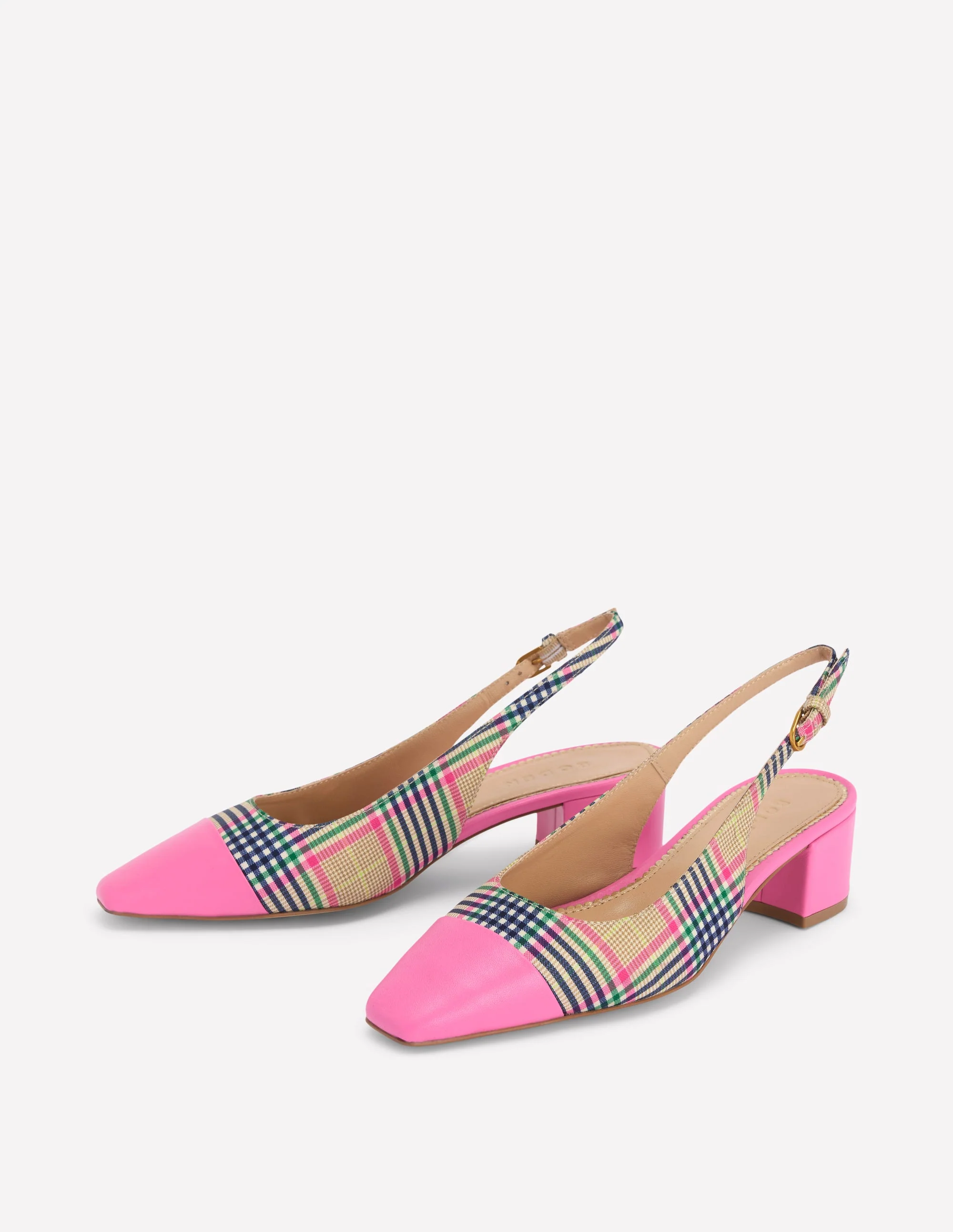 Ailsa Block Heel Slingbacks-Multi Check - Image 3