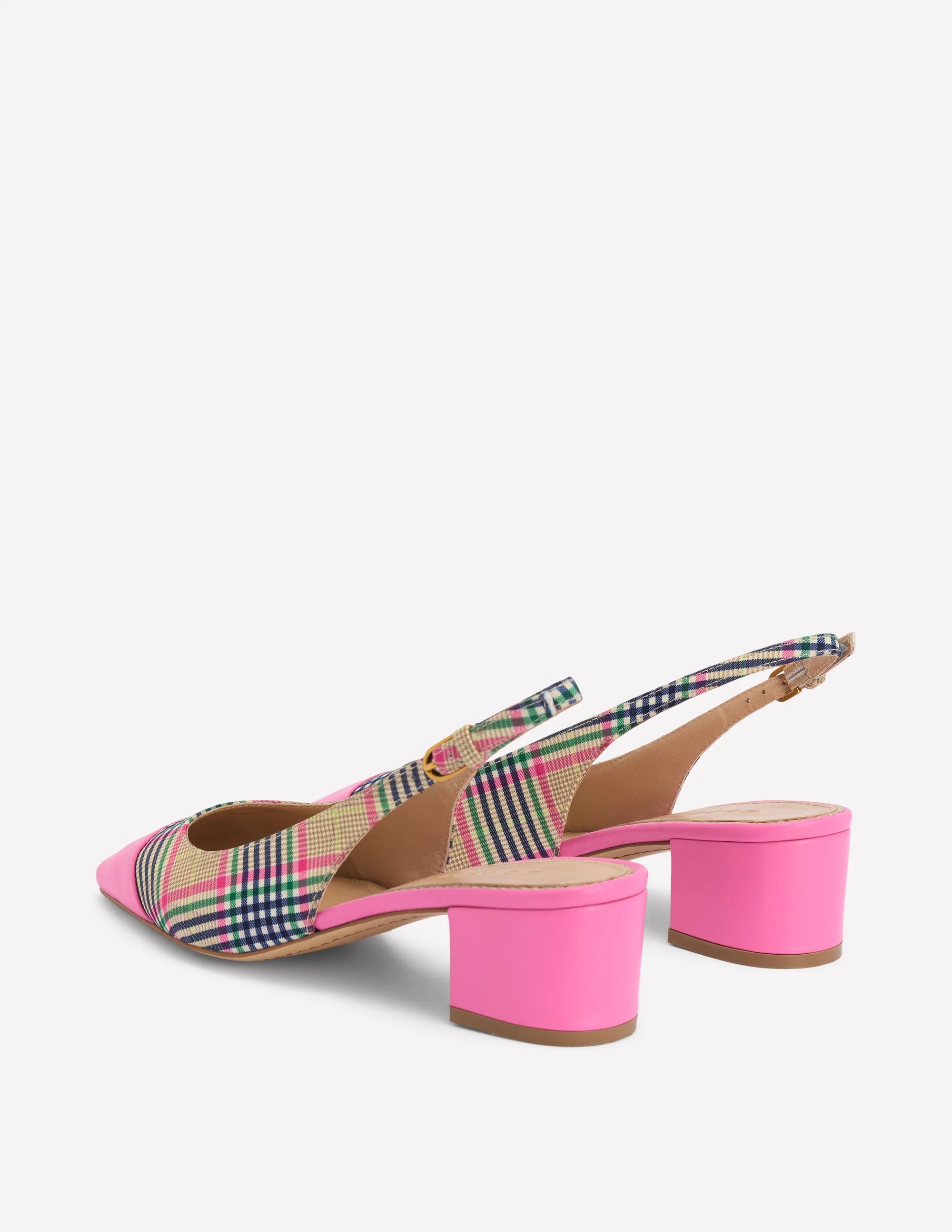 Ailsa Block Heel Slingbacks-Multi Check - Image 5