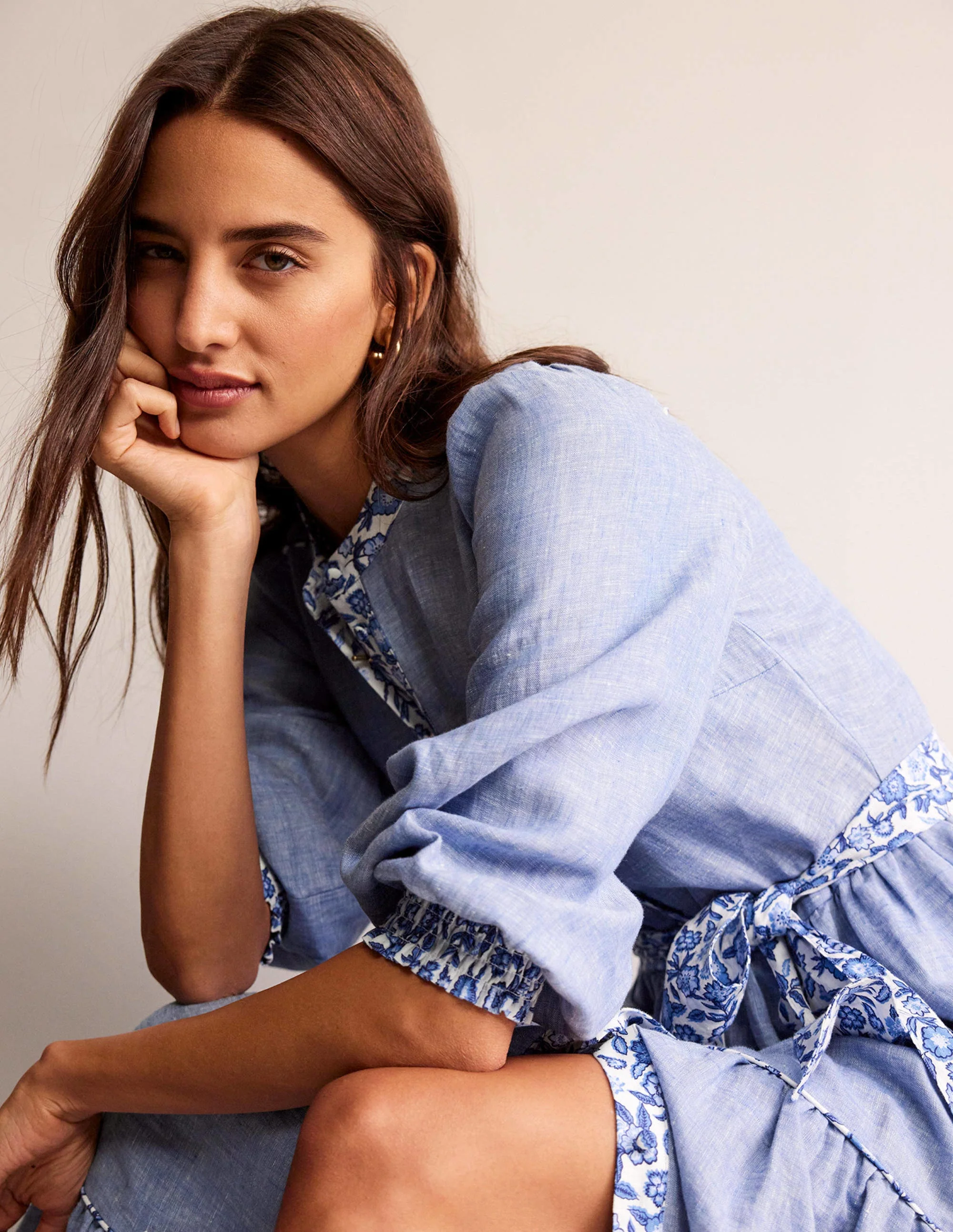 Alba Linen Maxi Dress-Chambray - Image 2